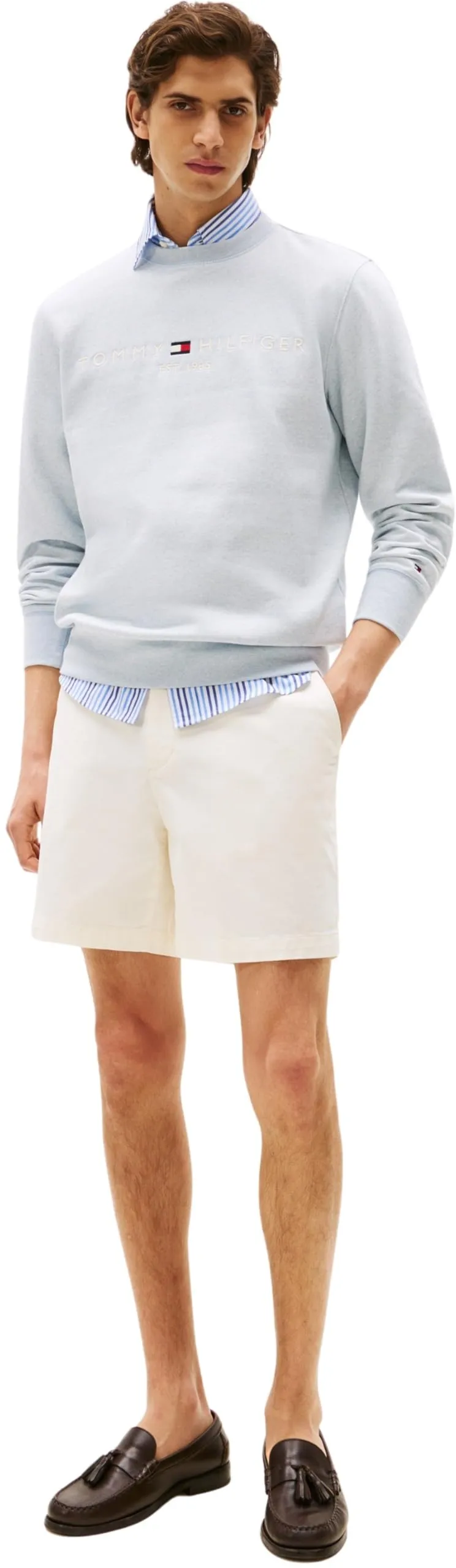 Tommy Hilfiger Felpa Uomo Tommy Logo Senza Cappuccio, Grigio (Bros B0802), XL - immagine 3