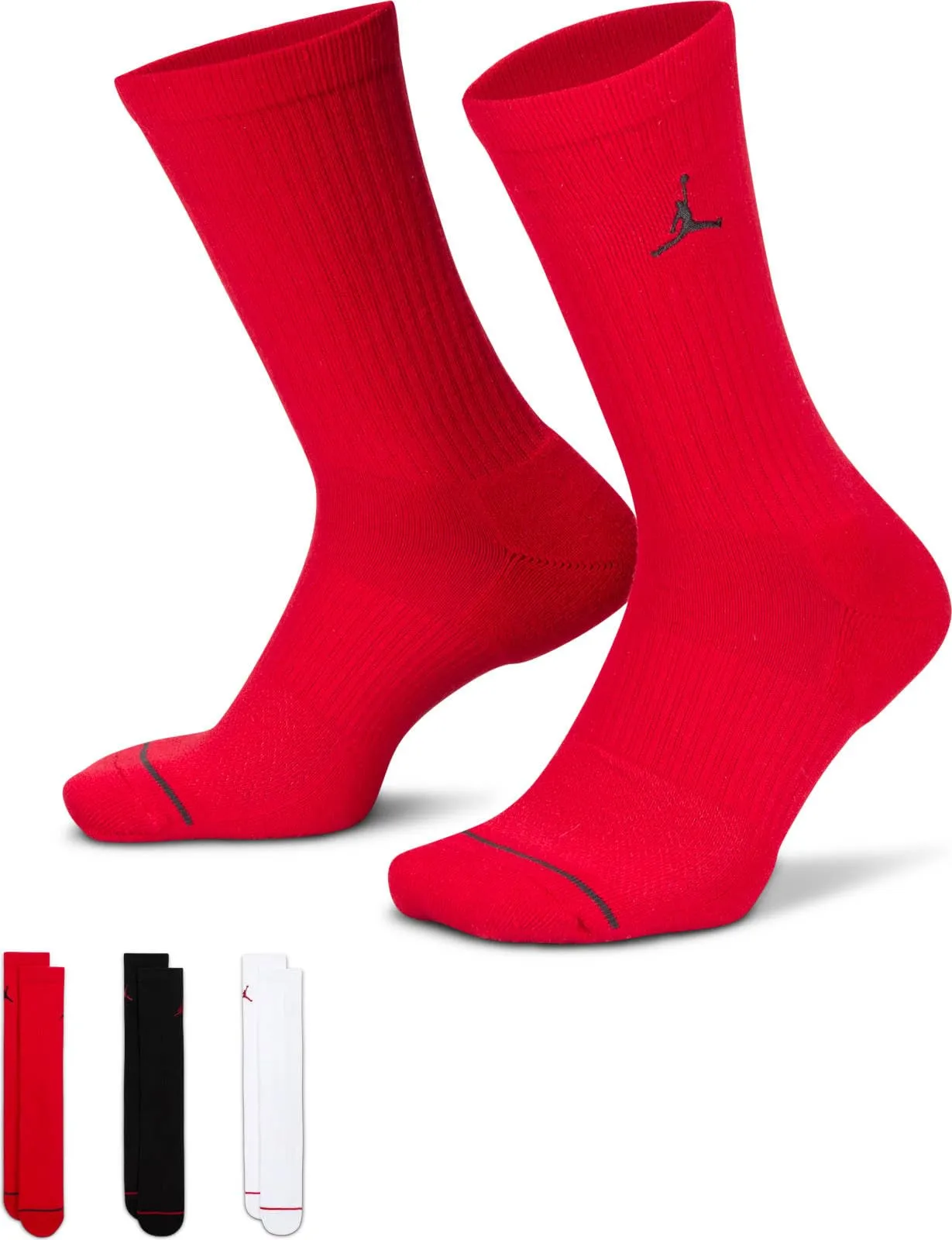 Nike Calzini unisex U J EVERYDAY CUSH POLY CREW 3PR - 144 CALZINI, ROSSO DA PALESTRA (NERO)/NERO(ROSSO GYM)/BIANCO (GYM, L - immagine 2