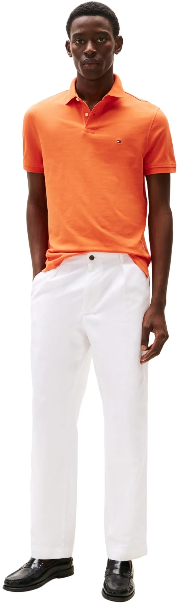 Tommy Hilfiger Uomo Maglietta Polo Maniche Corte 1985 Regular Fit, Arancione (Brilliant Orange), L - immagine 3