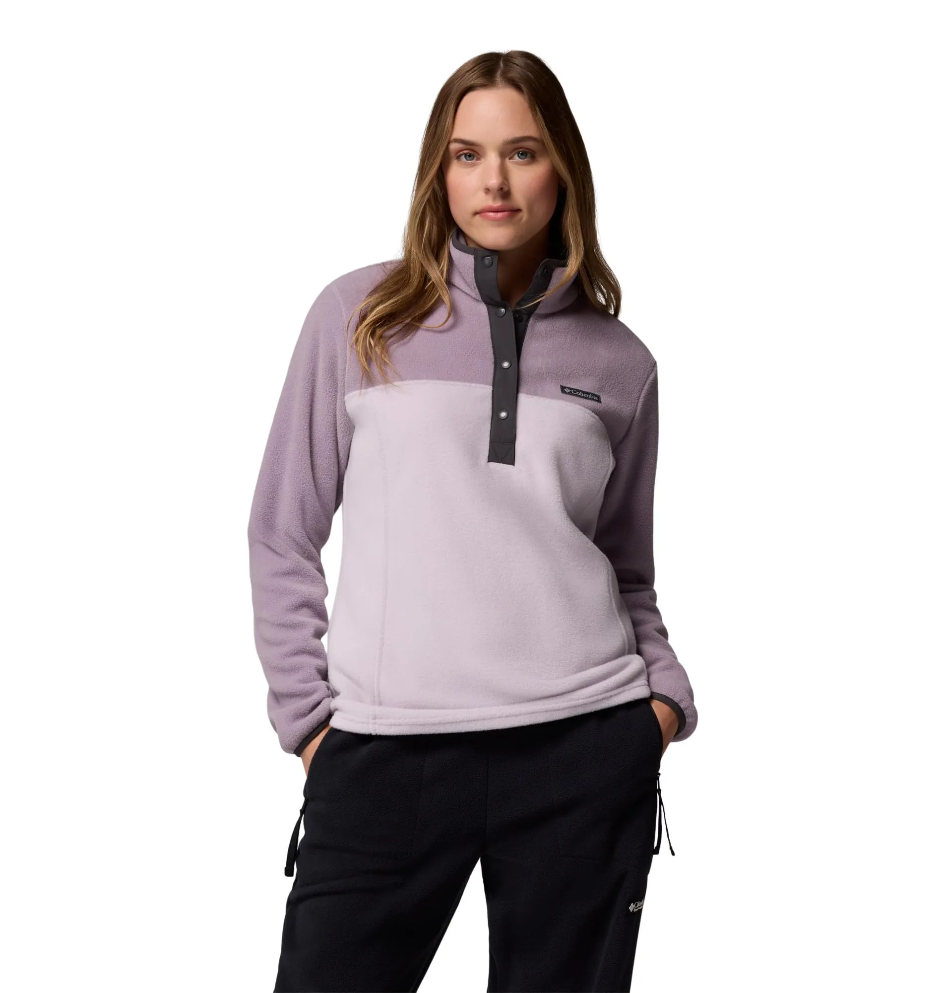 Columbia Benton Springs 1/2 Snap Pull Over 2, Pull Over in pile Donna, Perla Di Lavanda, Viola Scisto, Squalo, L - immagine 1