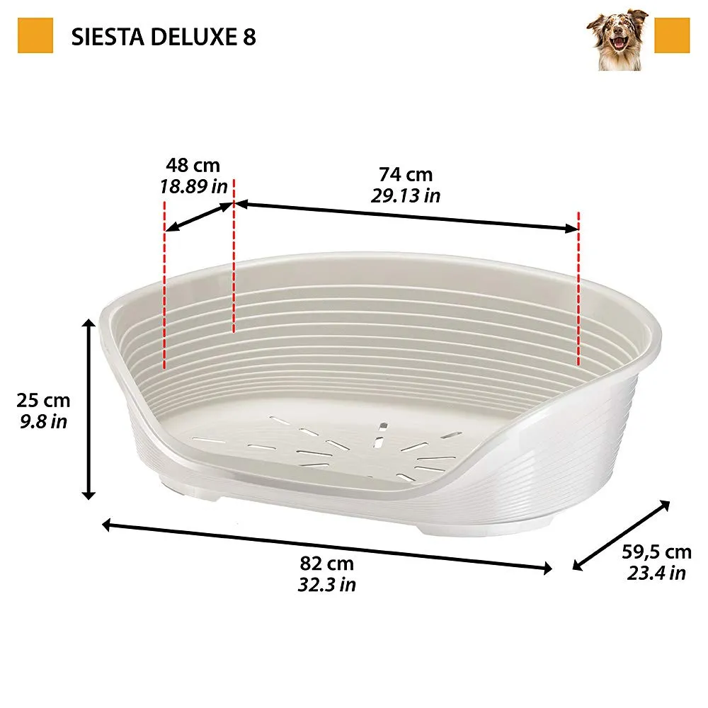 Ferplast Cuccia per Cani Cuccia in plastica per Cani taglia media 100% plastica riciclata Lettino per Cani lavabile traspirante e antiscivolo Siesta Deluxe, 82 x 59,5 x 25 cm., Verde - immagine 2
