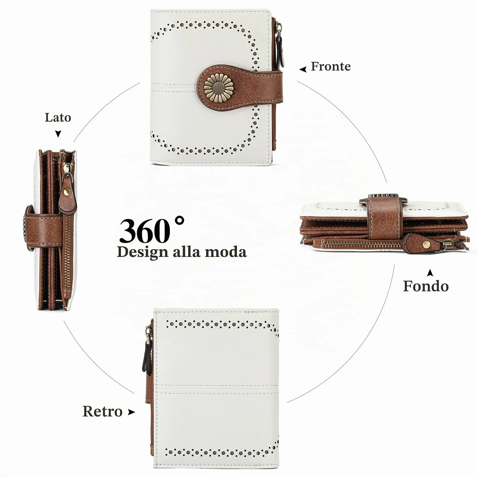 SENDEFN Portafoglio Donna in Pelle, Portamonete Donne Cuoio di Blocco RFID in Cuoio con 16 scomparti per carte di credito con 2 Finestra di Identificazione e 1 Tasca con Cerniera - immagine 2