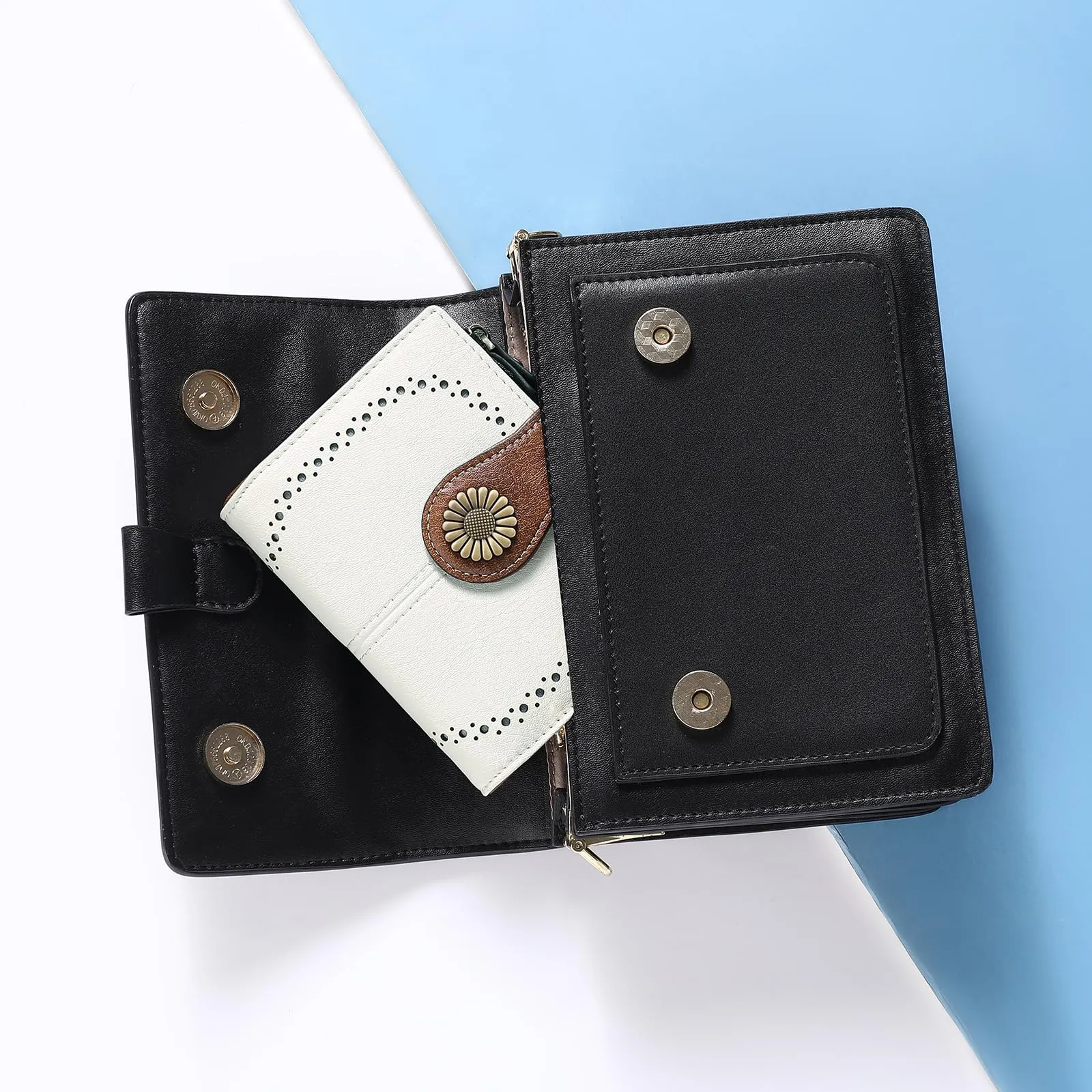 SENDEFN Portafoglio Donna in Pelle, Portamonete Donne Cuoio di Blocco RFID in Cuoio con 16 scomparti per carte di credito con 2 Finestra di Identificazione e 1 Tasca con Cerniera - immagine 6
