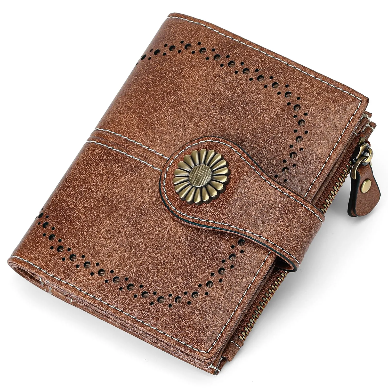 SENDEFN Portafoglio Donna in Pelle, Portamonete Donne Cuoio di Blocco RFID in Cuoio con 16 scomparti per carte di credito con 2 Finestra di Identificazione e 1 Tasca con Cerniera - immagine 7