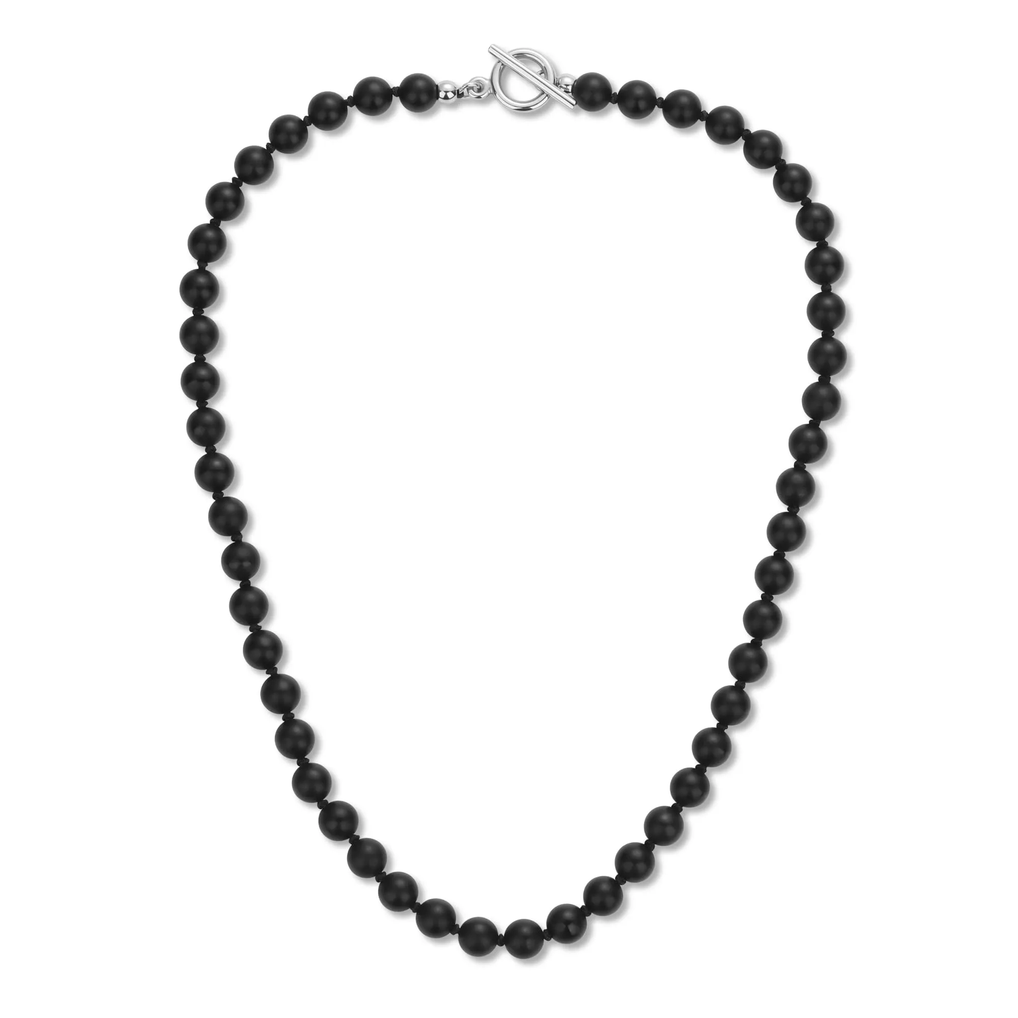GAVU Collana Pietre Nere da Uomo, Collana Uomo Perline Onice Opaco Annodate a Mano e Chiusura OT 50cm - immagine 1