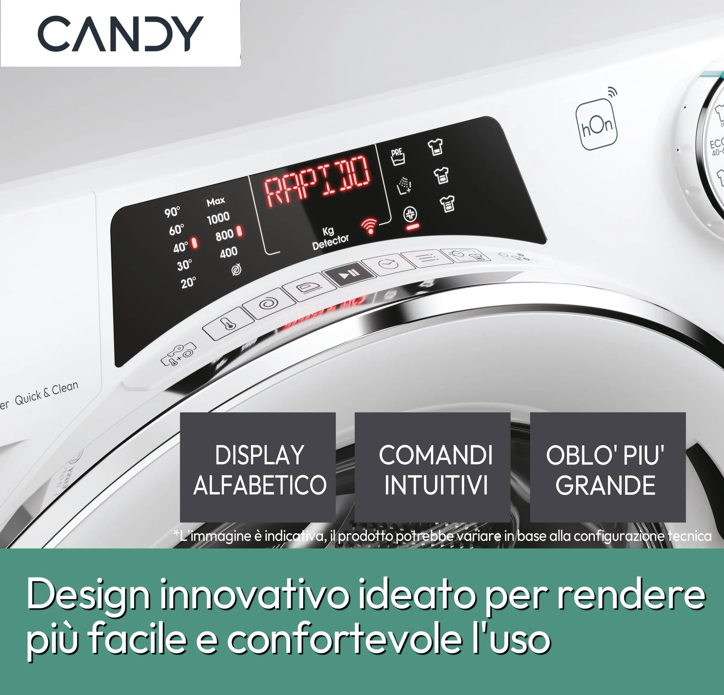 Candy RapidÒ ROW 4856DWMS7-S, Lavasciuga a carica frontale, 8+5 KG, Classe A-15%, 1400 giri, 76 dB, Cicli Rapidi, Partenza Ritardata, Vapore, 16 programmi, Bianco, AxLxP 85x60x54 cm - immagine 8