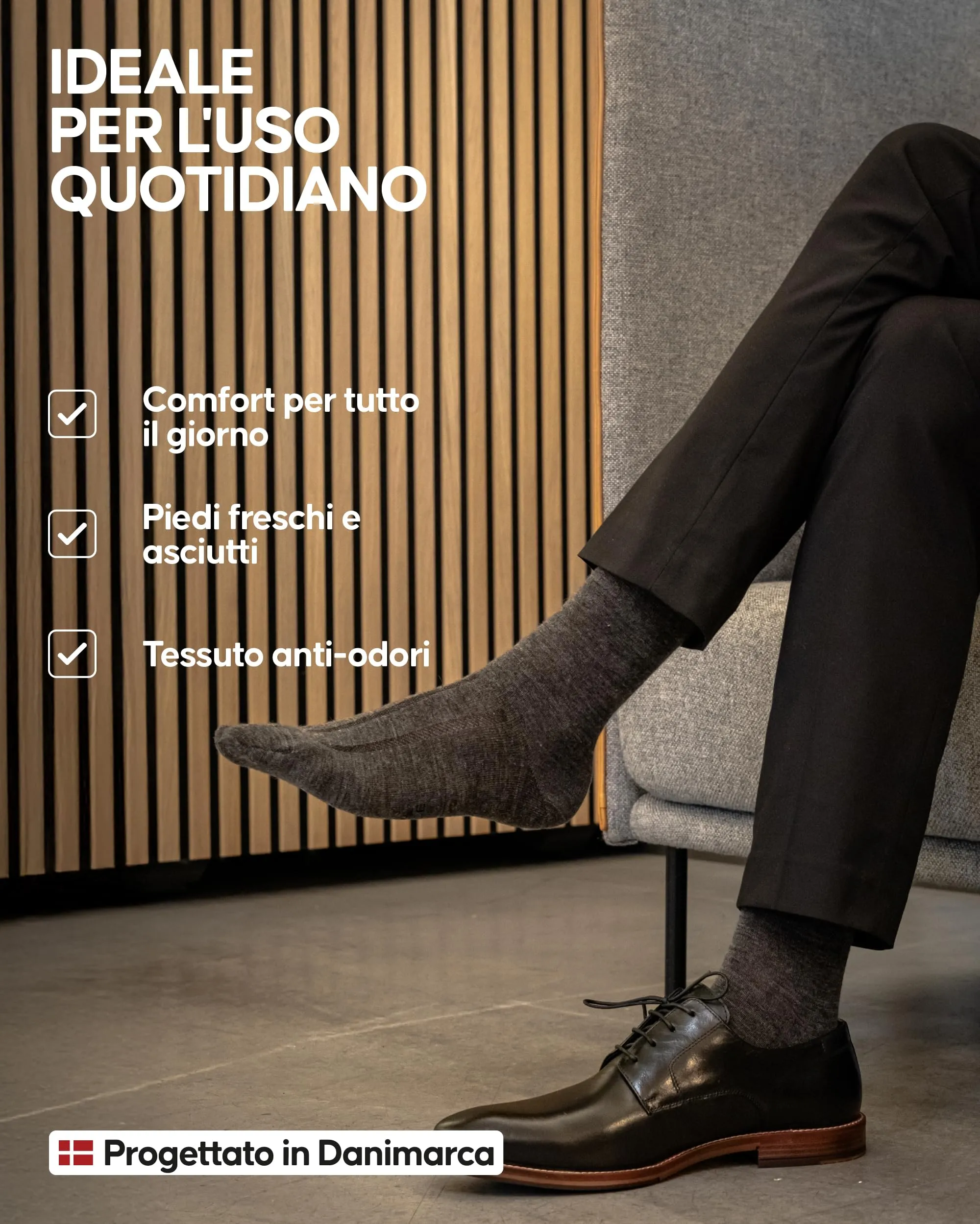 DANISH ENDURANCE Calzini in Lana Merino, 3 o 5 Paia, Multicolore (1x Nero, 1x Grigio, 1x Navy Scuro), 39-42 - immagine 3