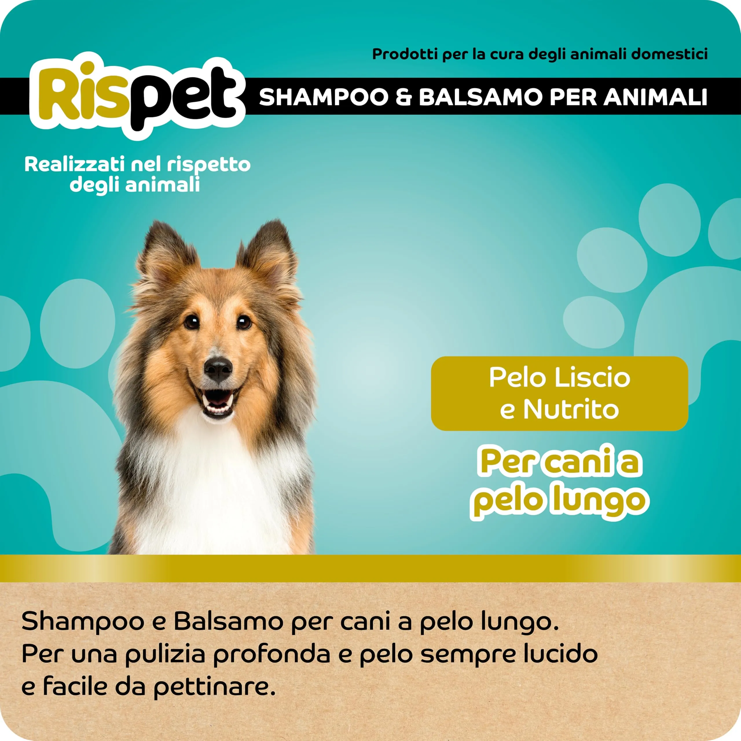 RISPET Shampoo e Balsamo Cocco e Cheratina, Detergente e Igienizzante per Cani e Animali a Pelo Lungo, Formula Delicata Senza Allergeni e pH Bilanciato, Profumazione al Cocco, 370ml - immagine 2