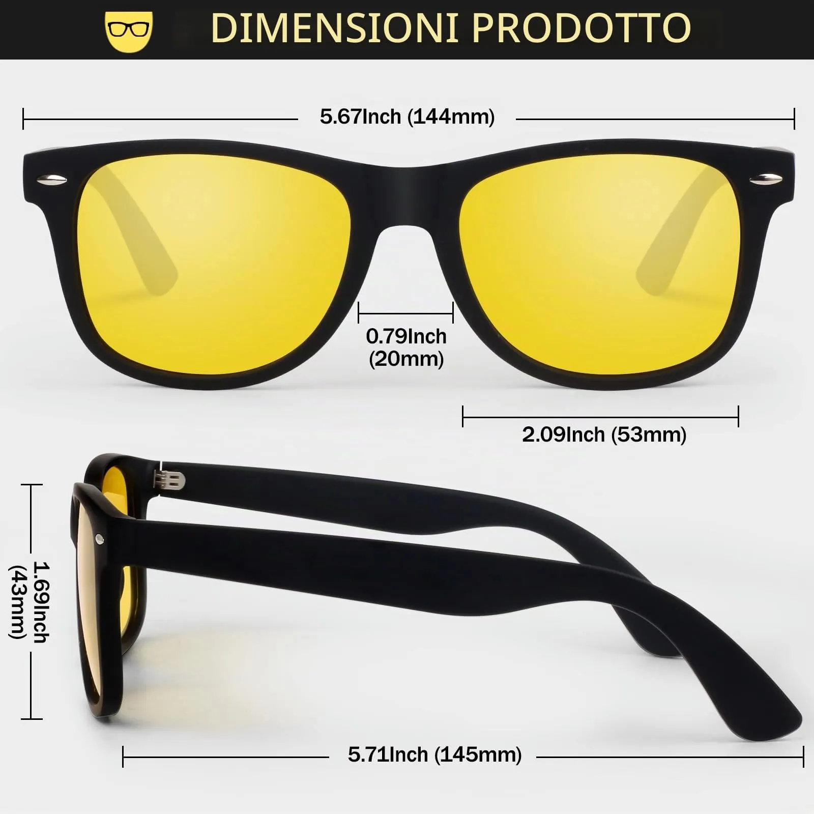 LINVO Occhiali da Sole Polarizzati per Uomo Donna Protezione alla Guida Protezione UV tile Retrò Anni '80 Design - immagine 6