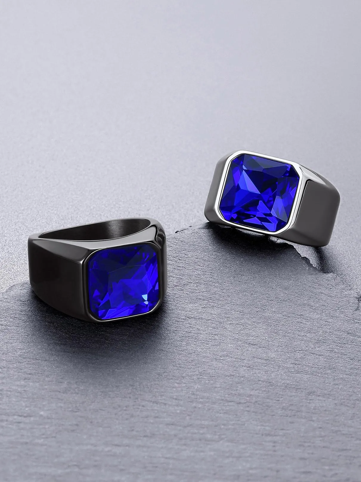 Bandmax Anello Uomo Donna in Acciaio Inossidabile, Anello Argento Uomo con Pietra Zaffiro, Anello Misura 32.5 Circonferenza 72.3mm, Confezione Regalo - immagine 8