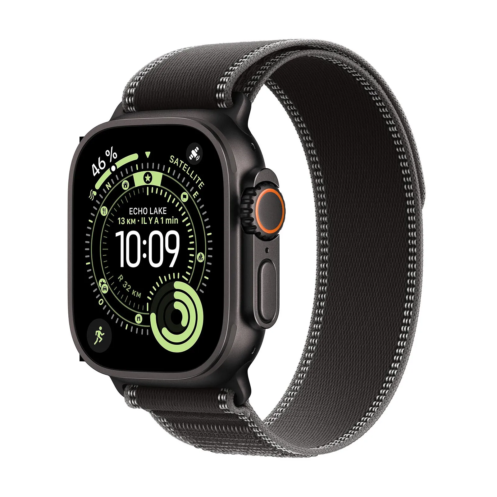 Apple watch ultra 3 (2025) gps + cellular 49mm black titanium case black/charcoal trail loop m/l eu - immagine 1