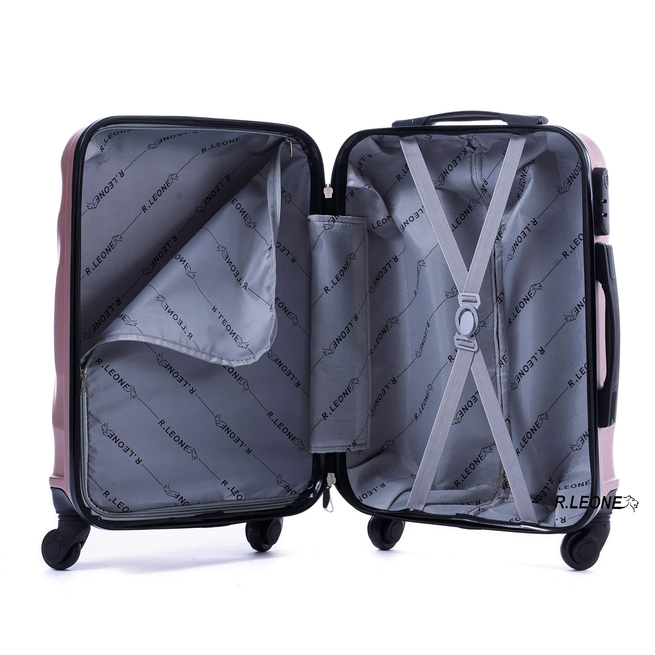 R.Leone Ryanair 55x40x20 cm Valigia Trolley Bagaglio a mano 4 Ruote rimovibile Ultraleggero in ABS Autonomo 20373N (Fucsia, Valigia 55X40X20cm) - immagine 7