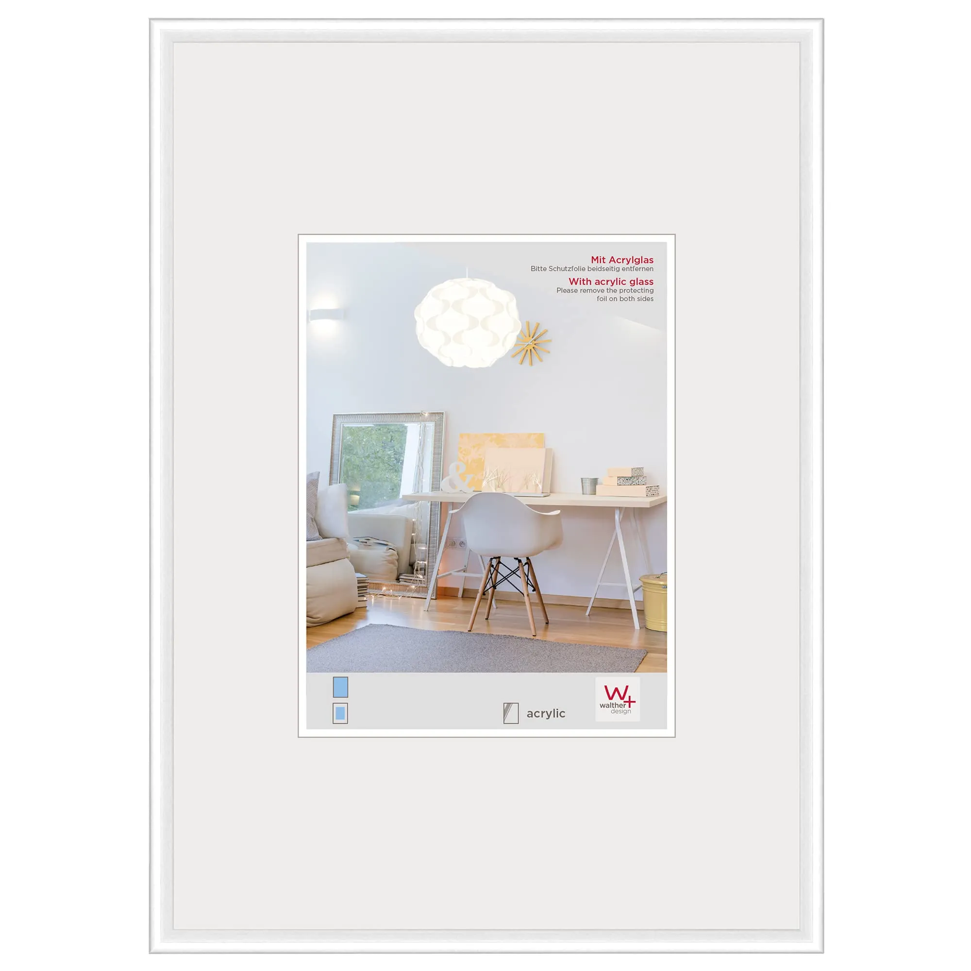 walther design cornice bianco formato poster con vetro artistico, New Lifestyle cornice in plastica KVX691W - immagine 1