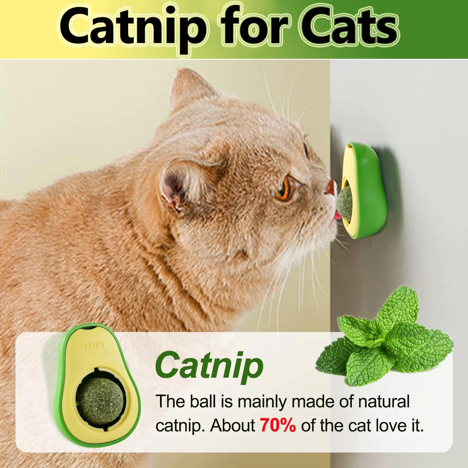 Havenfly 2pcs Palline di Erba Gatta Catnip Ball Rotante Giochi Gatto Giocattolo Interattivo per Gatti Gattino Pulizia Denti - immagine 2