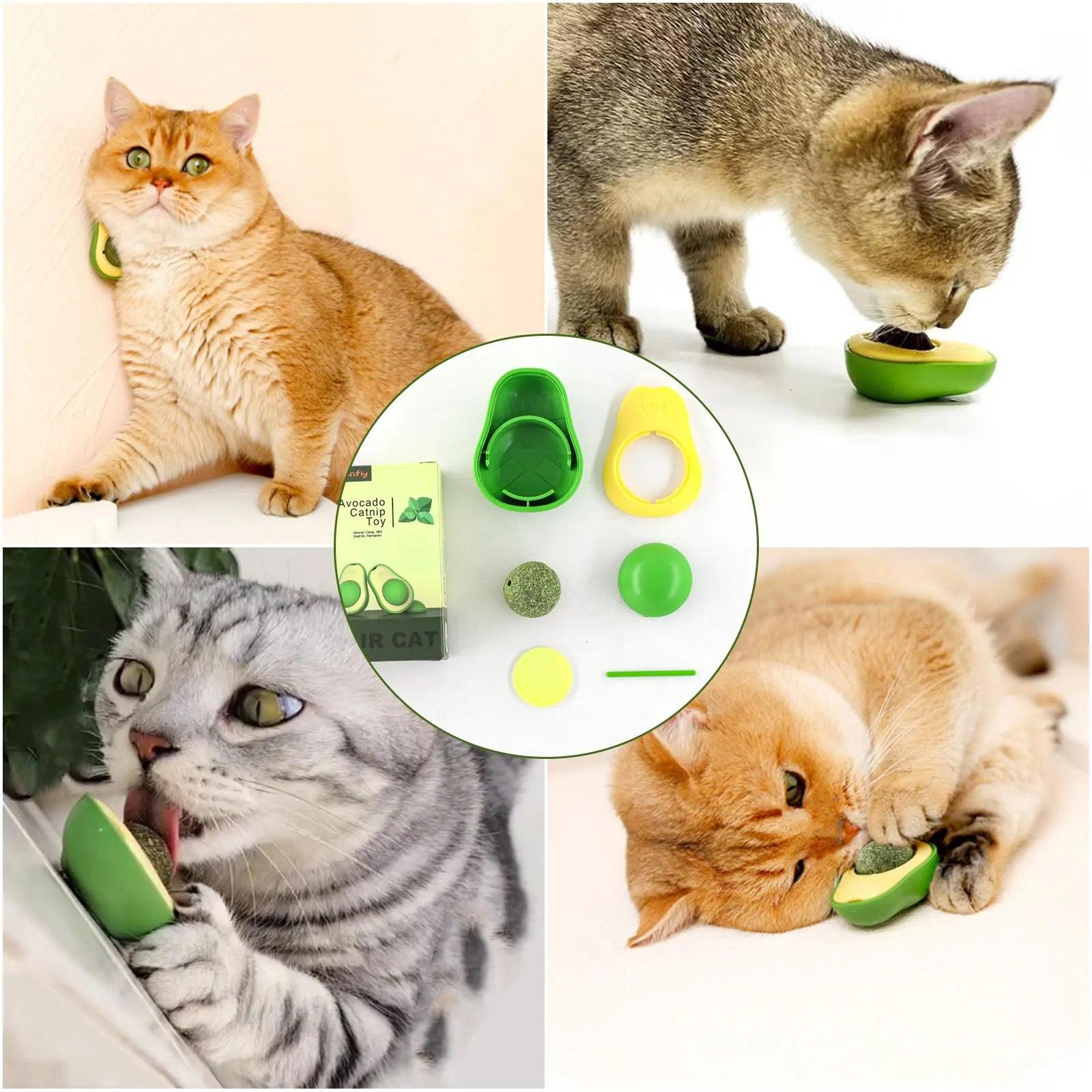 Havenfly 2pcs Palline di Erba Gatta Catnip Ball Rotante Giochi Gatto Giocattolo Interattivo per Gatti Gattino Pulizia Denti - immagine 7