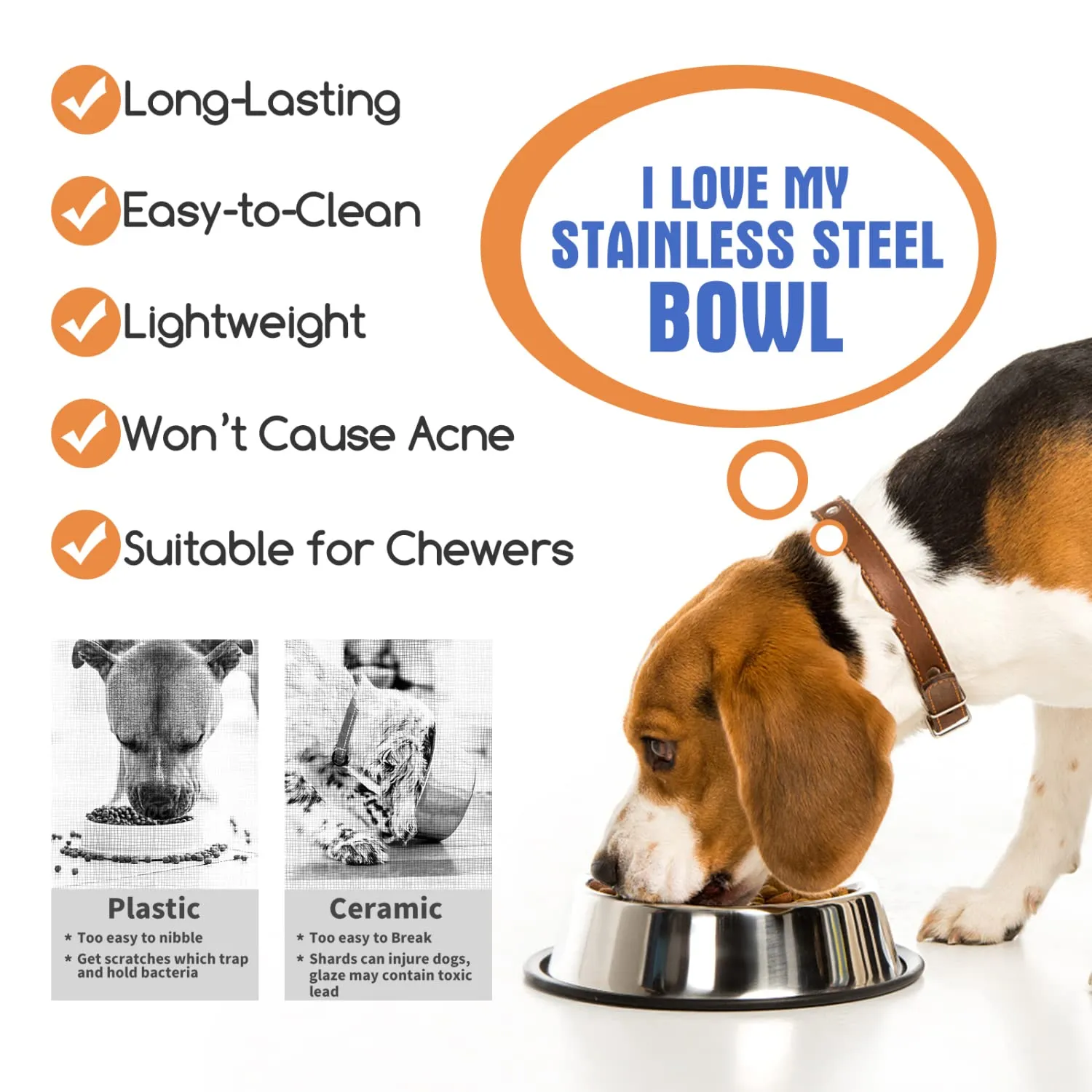Nobleza - 2 Pack Ciotole per Cani in Acciaio Inox， Lotole per Cani con Base in Gomma Antiscivolo， Ciotola per Acqua e Cibo per Cani di Taglia Media/Grande， Ciotola per Mangiatoia per Cani 22.5CM - immagine 3