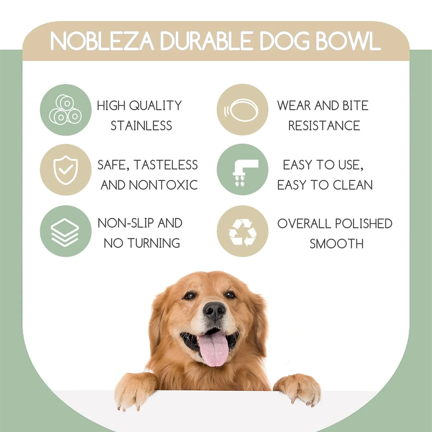 Nobleza - 2 Pack Ciotole per Cani in Acciaio Inox， Lotole per Cani con Base in Gomma Antiscivolo， Ciotola per Acqua e Cibo per Cani di Taglia Media/Grande， Ciotola per Mangiatoia per Cani 22.5CM - immagine 7