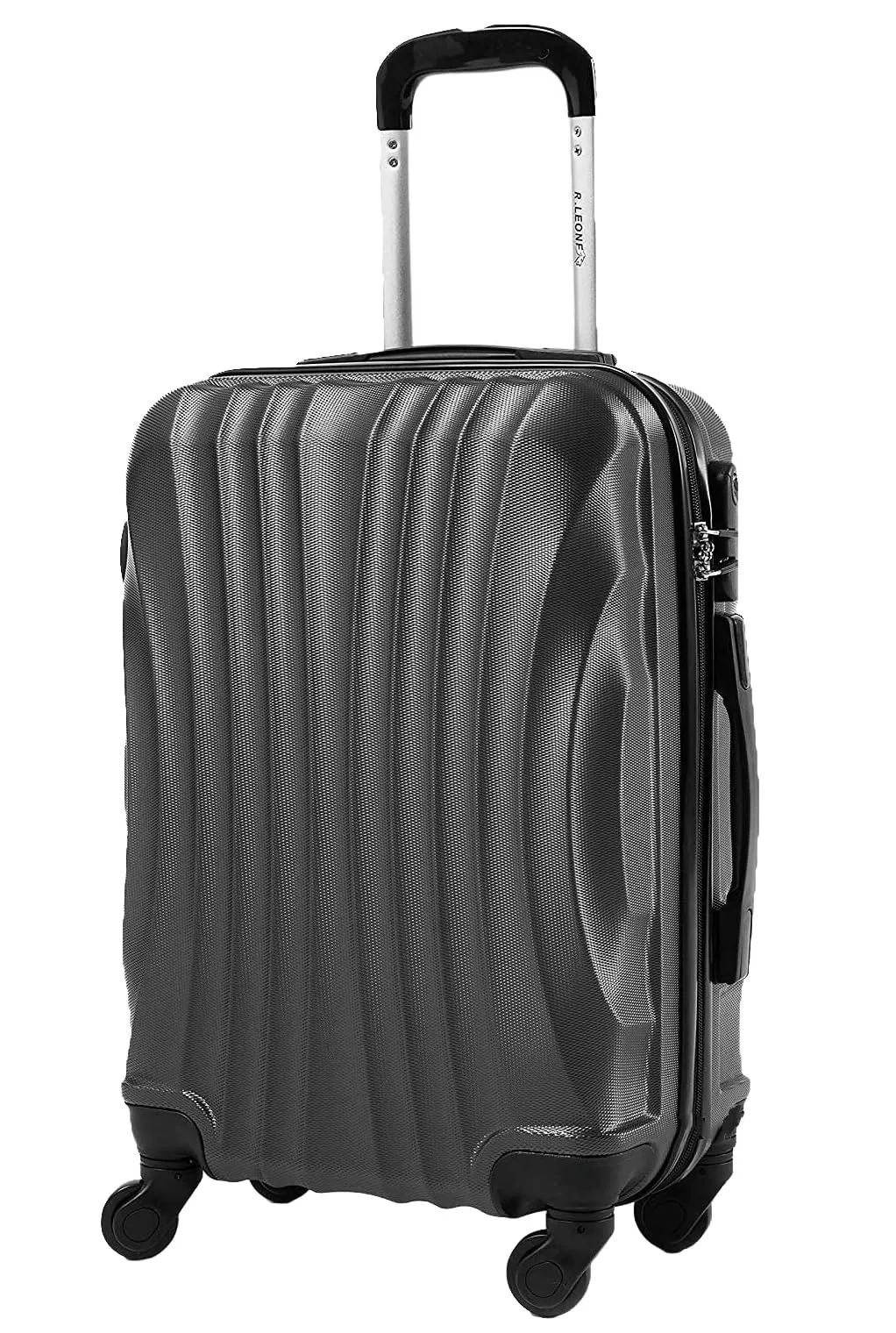 R.Leone 60x40x20 ruota rimovibile 55x40x20 cm Ryanair Valigia Bagaglio a mano 4 Ruote Rimovibili Capienza Massima Trolley in ABS 2037MAX (Grigio, 60x40x20 ruota smontato 55x40x20 cm) - immagine 1