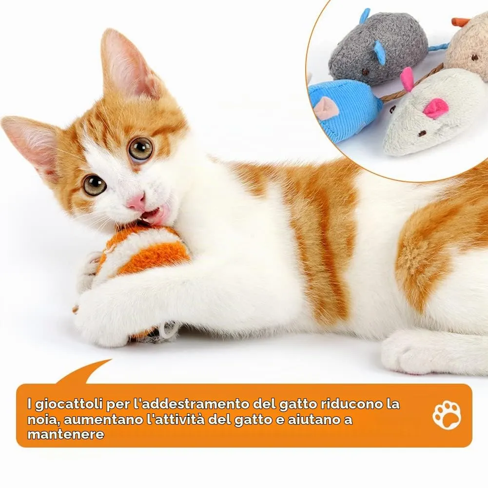 VSSHE Set di 9 Giocattolo per Gatti con Erba Gatta, Giocattoli di Erba Gatta, Gatto Mouse Giocattoli, Carini Peluche a Forma di Topo, Gioco Gatto Interattivo per Pulizia dei Denti, Coccolare e Giocare - immagine 4
