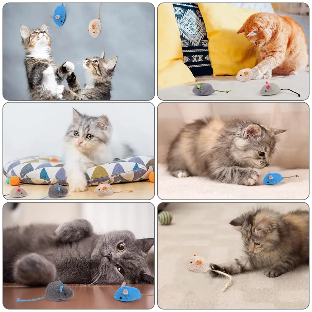 VSSHE Set di 9 Giocattolo per Gatti con Erba Gatta, Giocattoli di Erba Gatta, Gatto Mouse Giocattoli, Carini Peluche a Forma di Topo, Gioco Gatto Interattivo per Pulizia dei Denti, Coccolare e Giocare - immagine 5