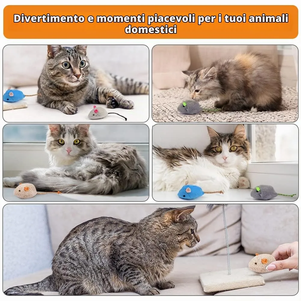 VSSHE Set di 9 Giocattolo per Gatti con Erba Gatta, Giocattoli di Erba Gatta, Gatto Mouse Giocattoli, Carini Peluche a Forma di Topo, Gioco Gatto Interattivo per Pulizia dei Denti, Coccolare e Giocare - immagine 8
