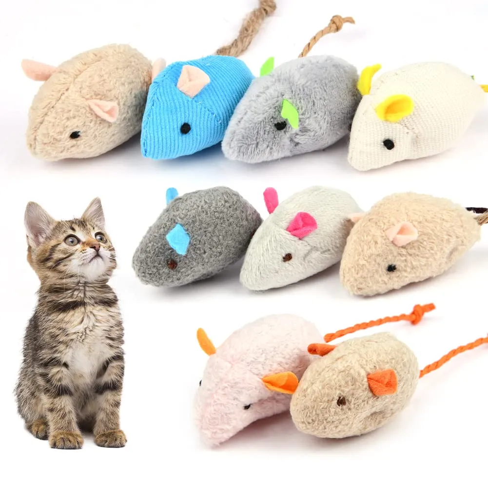 VSSHE Set di 9 Giocattolo per Gatti con Erba Gatta, Giocattoli di Erba Gatta, Gatto Mouse Giocattoli, Carini Peluche a Forma di Topo, Gioco Gatto Interattivo per Pulizia dei Denti, Coccolare e Giocare - immagine 9