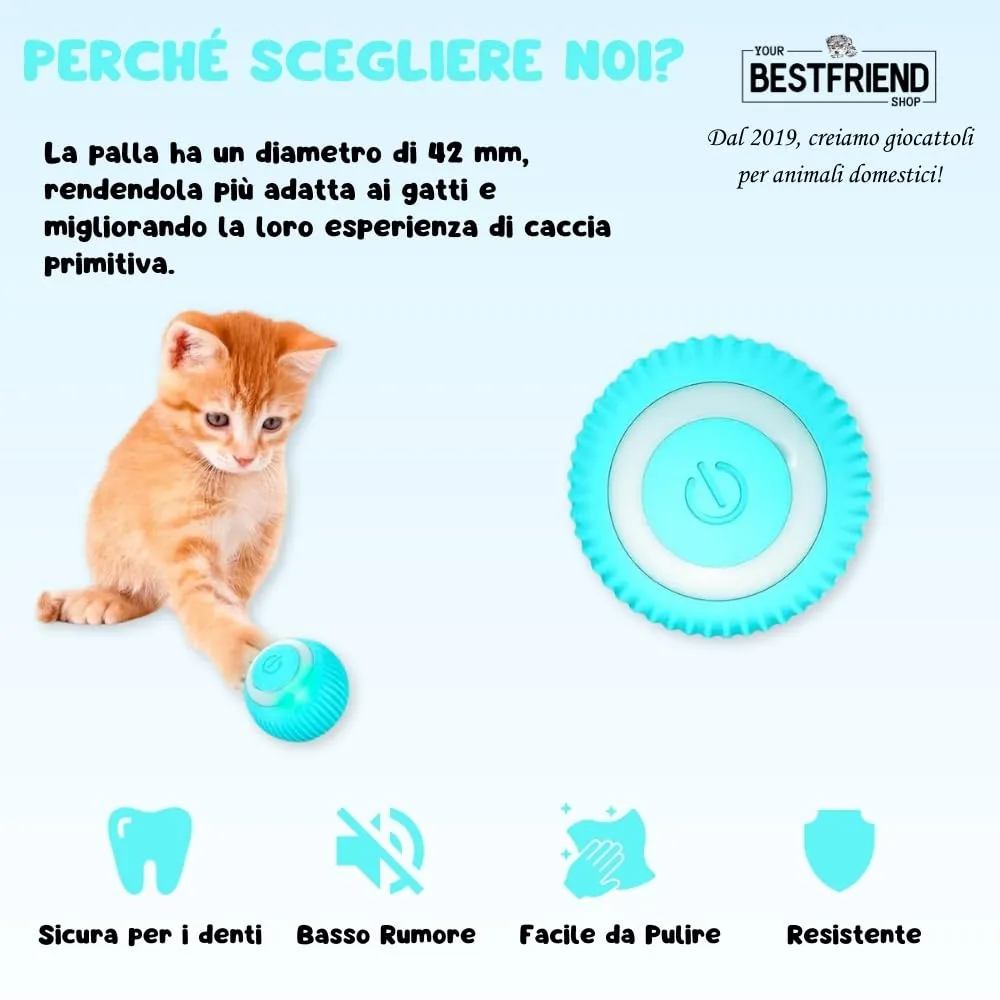 Yourbestfriendshop® Power Ball 2.0 | Giochi Interattivi per Gatti | Pallina Automatica che si Muove da Sola | Divertimento Assicurato (Blu) - immagine 3