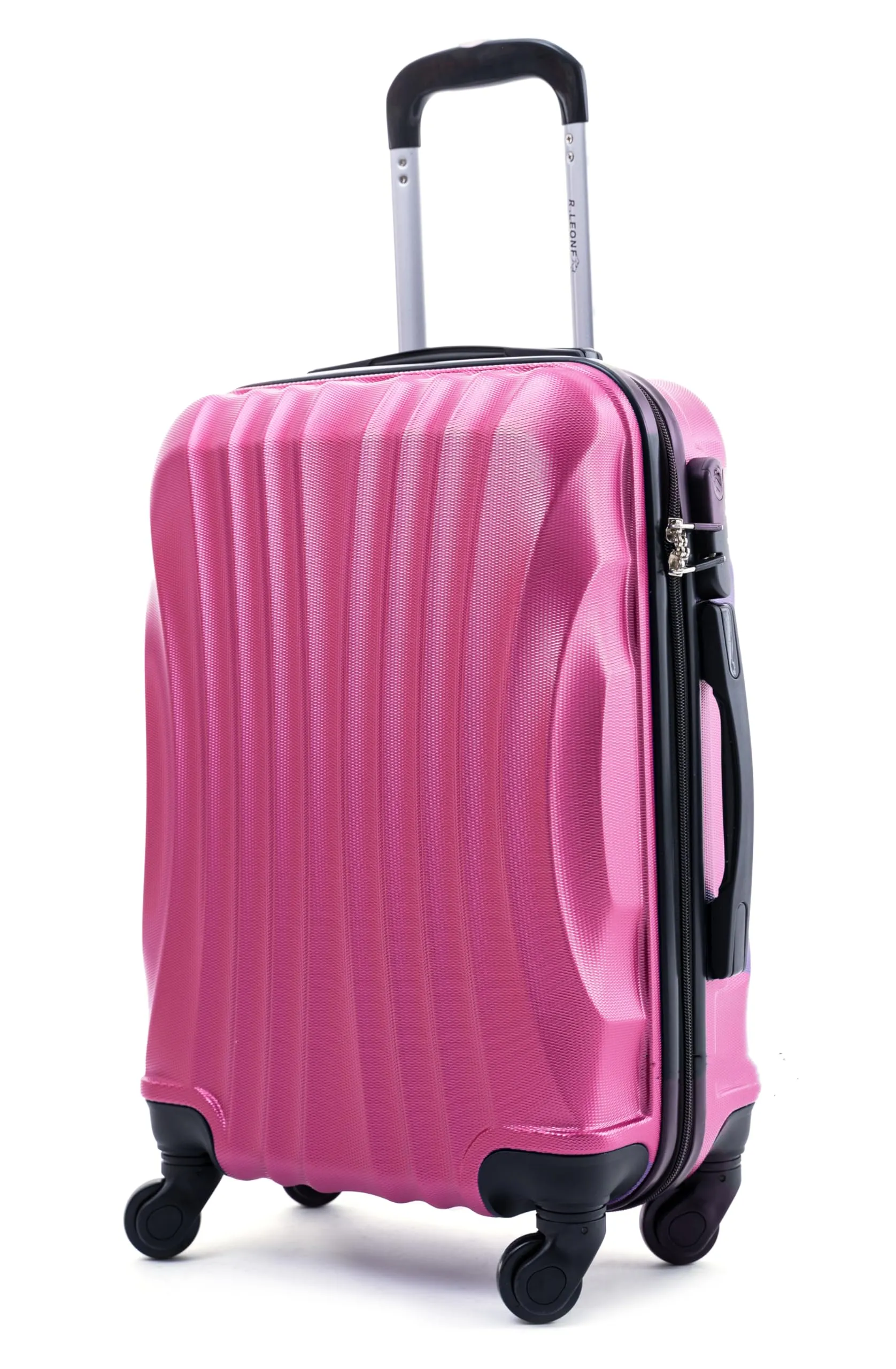 R.Leone Ryanair 55x40x20 cm Valigia Trolley Bagaglio a mano 4 Ruote rimovibile Ultraleggero in ABS Autonomo 20373N (Rosa Chiaro, Valigia 55X40X20cm) - immagine 1