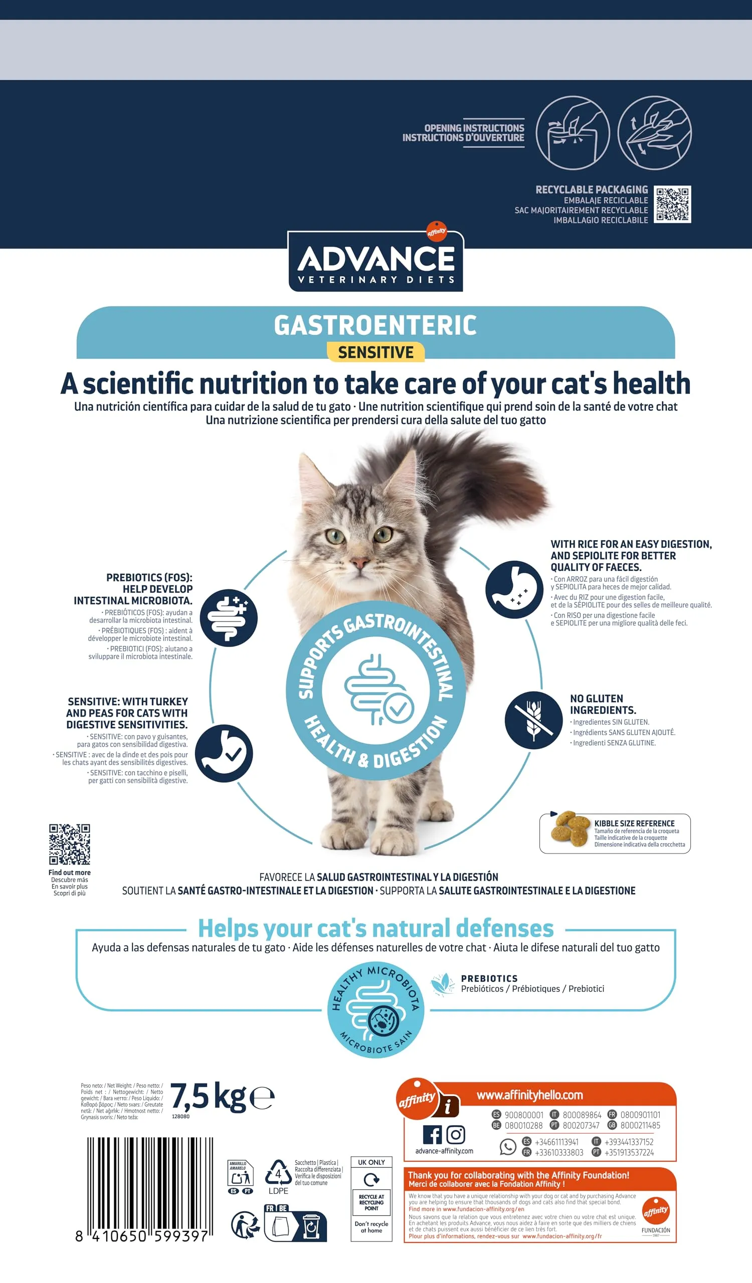 Advance Veterinary Diets Gastroenteric Sensitive, Cibo per Gatti con Problemi gastrointestinali, 7,5kg - immagine 4