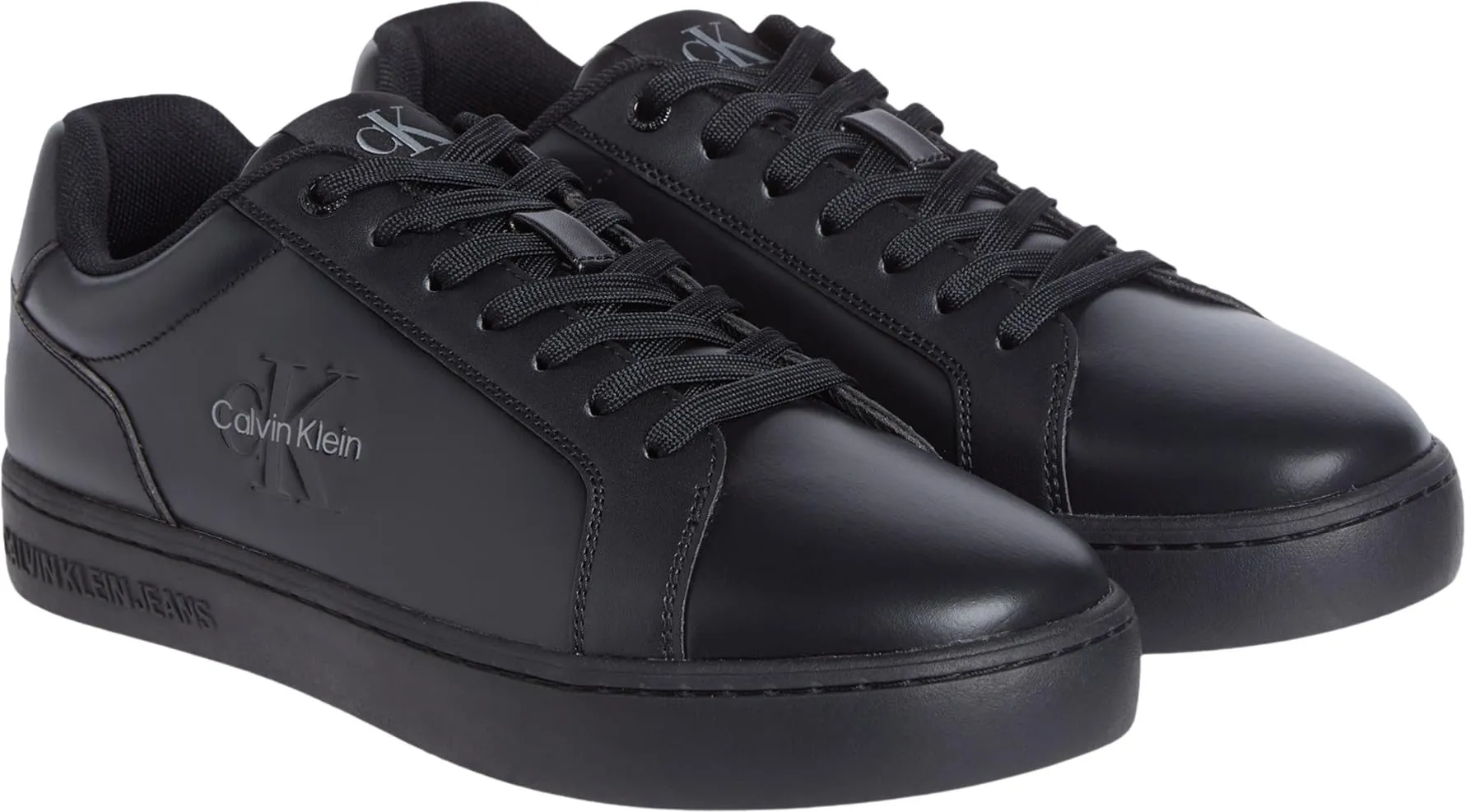 Calvin Klein Uomo Sneakers con Suola Preformata Classic Mono in Pelle, Nero (Triple Black), 45 - immagine 4