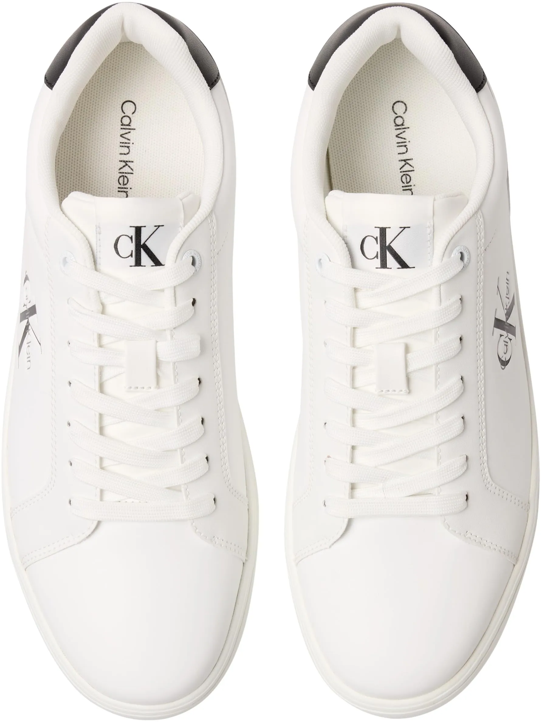 Calvin Klein Uomo Sneakers con Suola Preformata Classic Mono in Pelle, Bianco (Bright White/Black), 45 - immagine 4