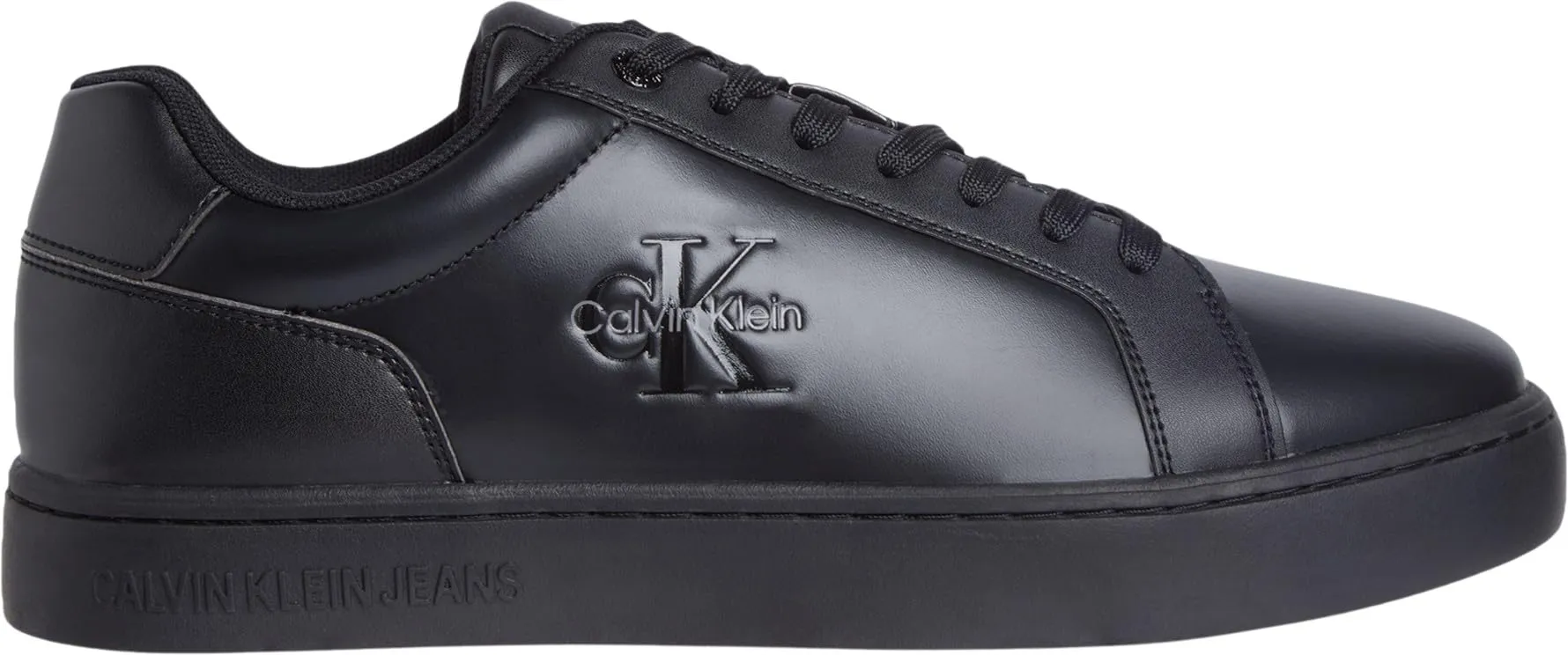 Calvin Klein Uomo Sneakers con Suola Preformata Classic Mono in Pelle, Nero (Triple Black), 44 - immagine 8