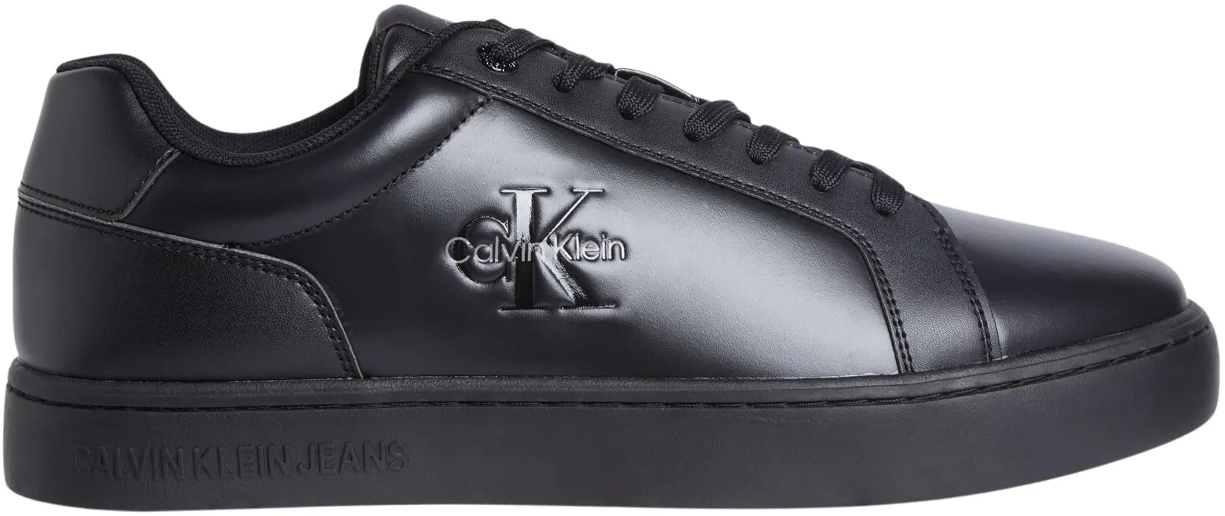 Calvin Klein Uomo Sneakers con Suola Preformata Classic Mono in Pelle, Nero (Triple Black), 41 - immagine 6