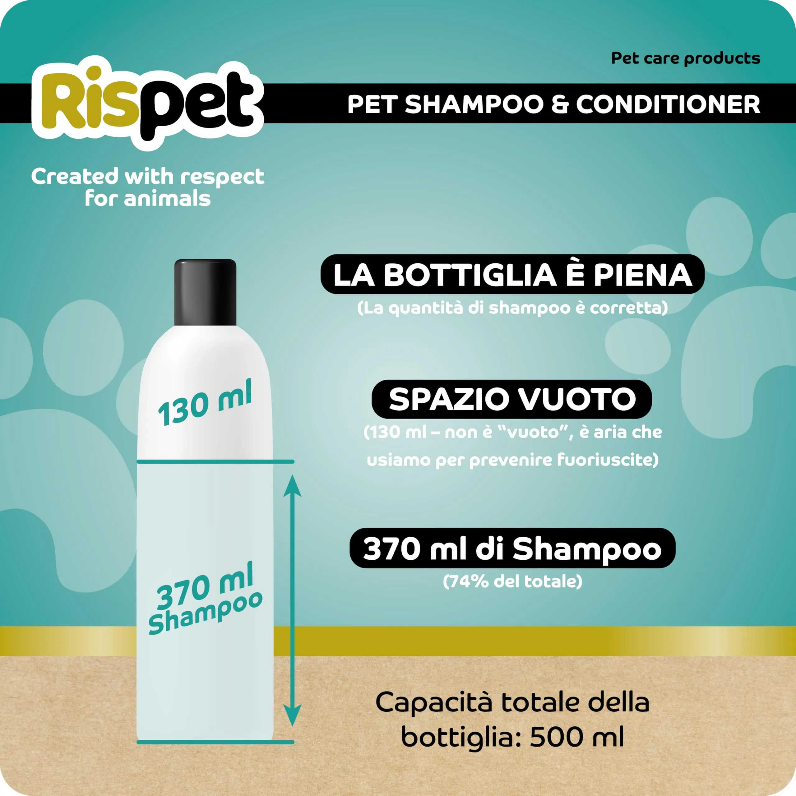RISPET Shampoo e Balsamo Cocco e Cheratina, Detergente e Igienizzante per Cani e Animali a Pelo Lungo, Formula Delicata Senza Allergeni e pH Bilanciato, Profumazione al Cocco, 6x370ml - immagine 5