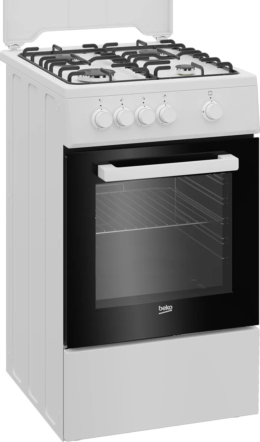 Beko FSG522DWC - Cucina a gas con forno, n°4 fuochi, 50x60 cm, colore bianco - immagine 2