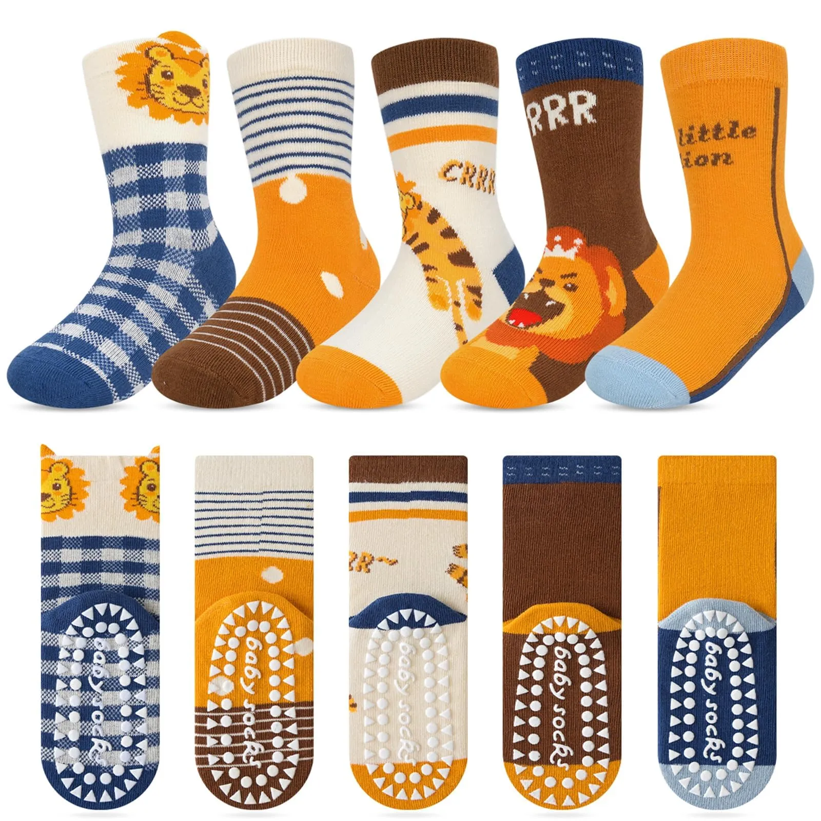 Kyopp 5 Paia Calzini per Bambini e Ragazze e Ragazzi Divertenti Calzini Animali in Cotone Unisex per Crew Socks 21-37 - immagine 1