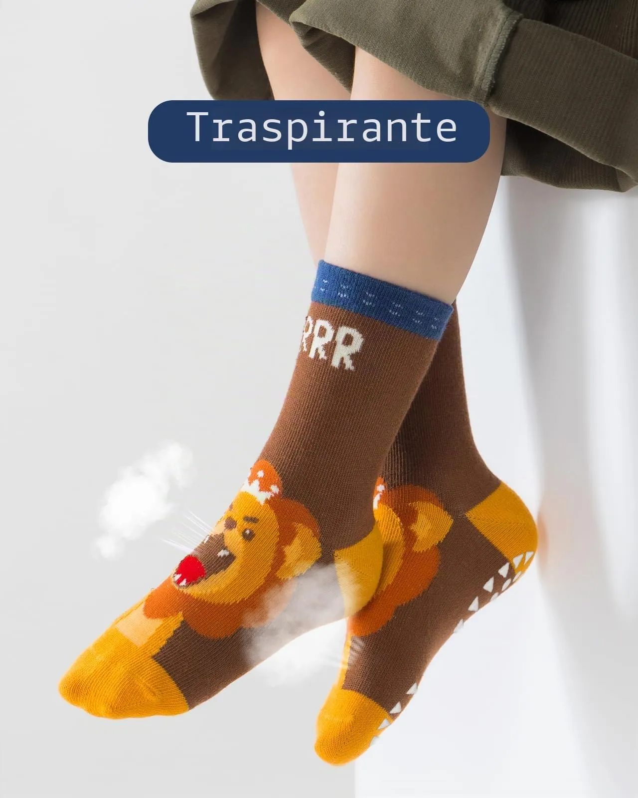 Kyopp 5 Paia Calzini per Bambini e Ragazze e Ragazzi Divertenti Calzini Animali in Cotone Unisex per Crew Socks 21-37 - immagine 4