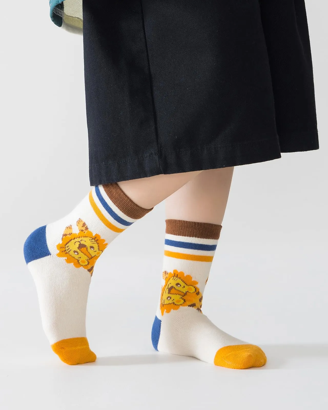Kyopp 5 Paia Calzini per Bambini e Ragazze e Ragazzi Divertenti Calzini Animali in Cotone Unisex per Crew Socks 21-37 - immagine 8