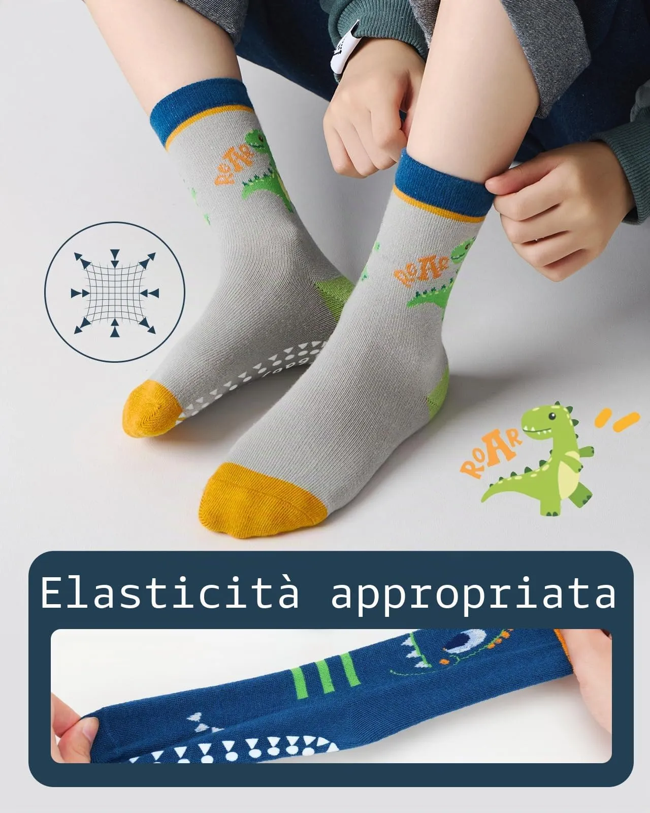 Kyopp 5 Paia Calzini per Bambini e Ragazze e Ragazzi Divertenti Calzini Animali in Cotone Unisex per Crew Socks 21-37 - immagine 4