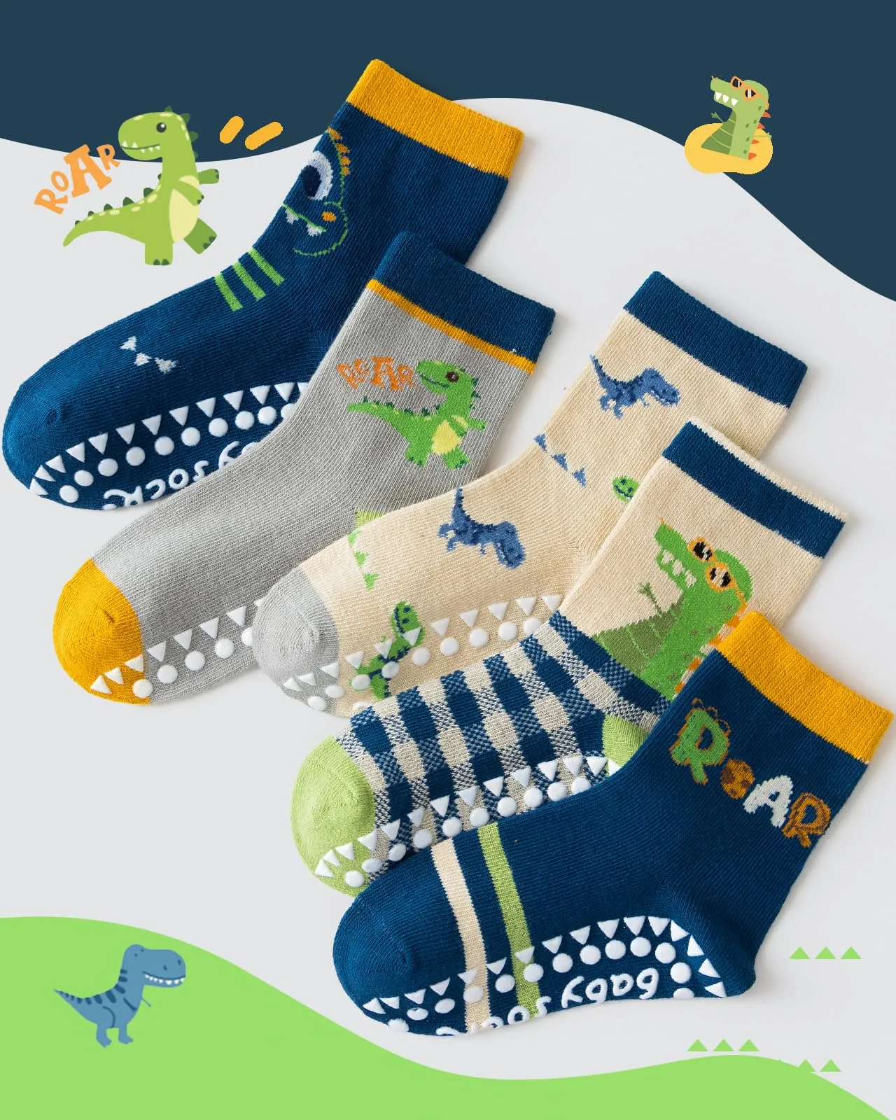 Kyopp 5 Paia Calzini per Bambini e Ragazze e Ragazzi Divertenti Calzini Animali in Cotone Unisex per Crew Socks 21-37 - immagine 5