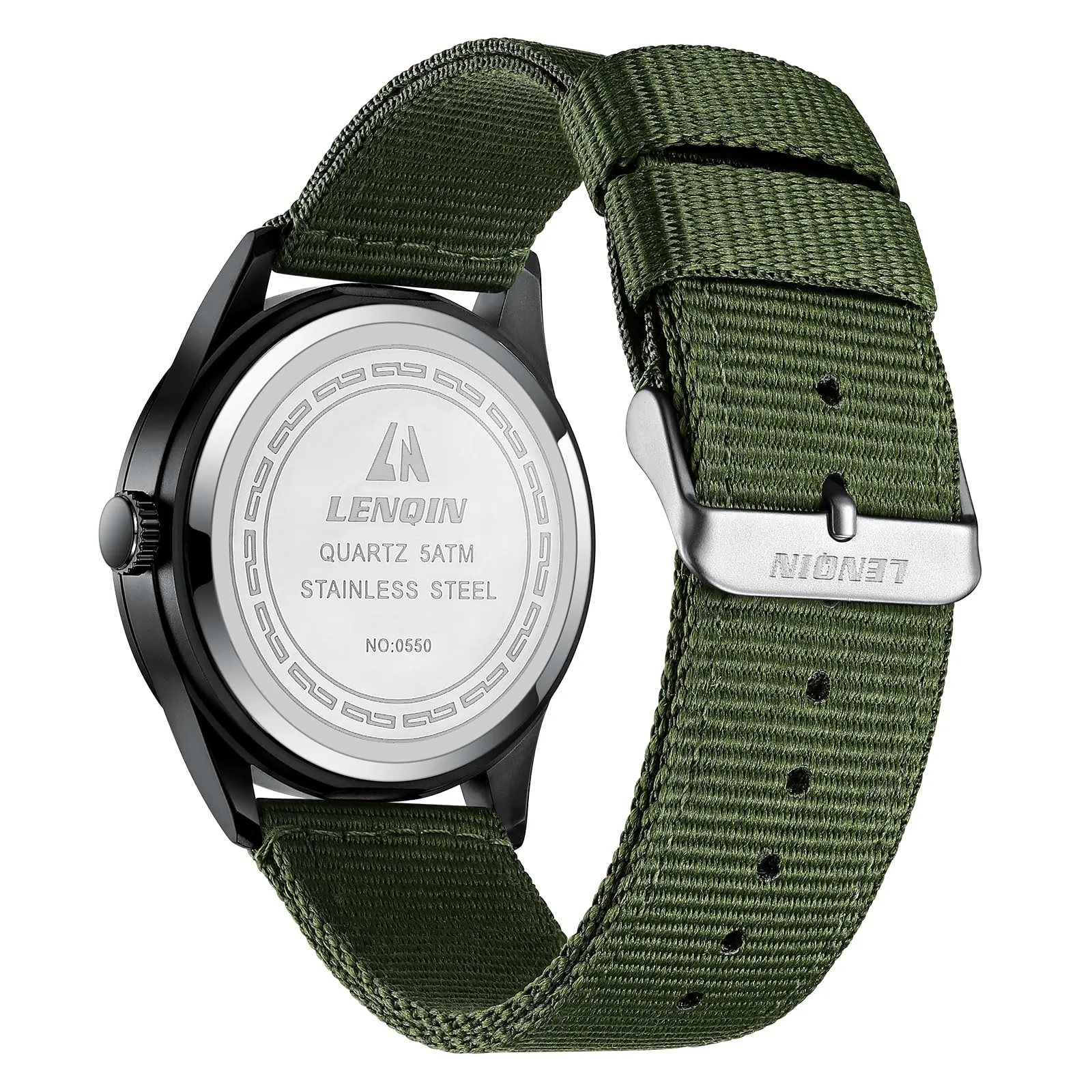 LN LENQIN Orologio Uomo Militare Analogico Quarzo Nylon Datario 3ATM - immagine 2