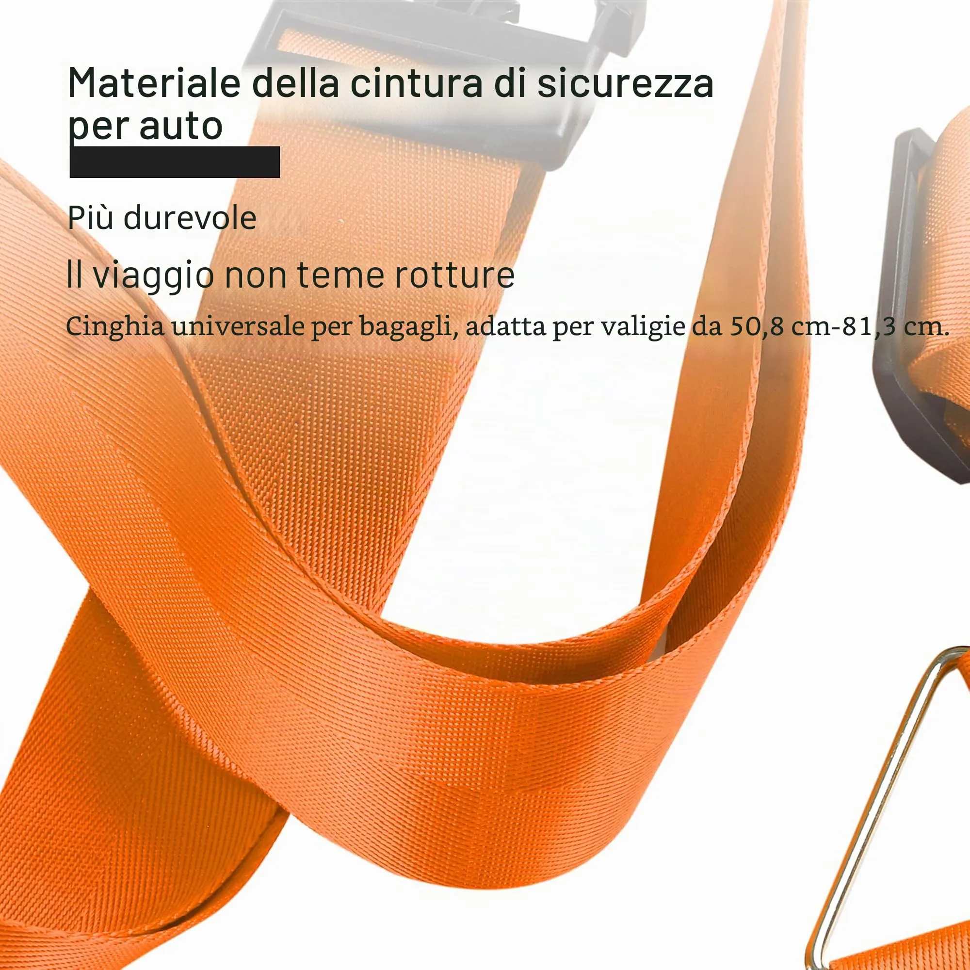 Veki Cinghia per Valigia e Lucchetto TSA, Cinghie Valigie, 2pz Arancione - immagine 6