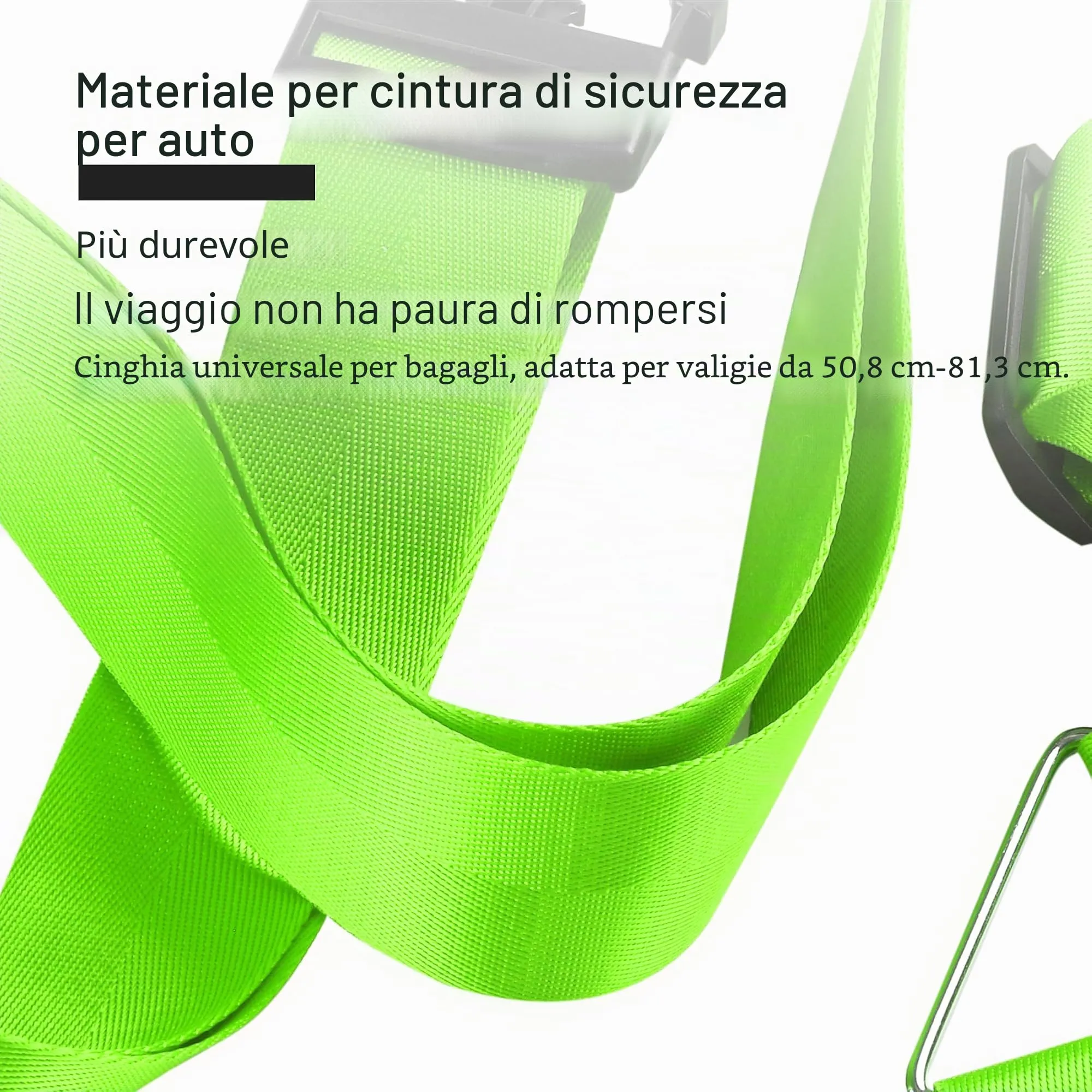 Veki Cinghia per Valigia e Lucchetto TSA, Cinghie Valigie, 1pz Verde - immagine 6