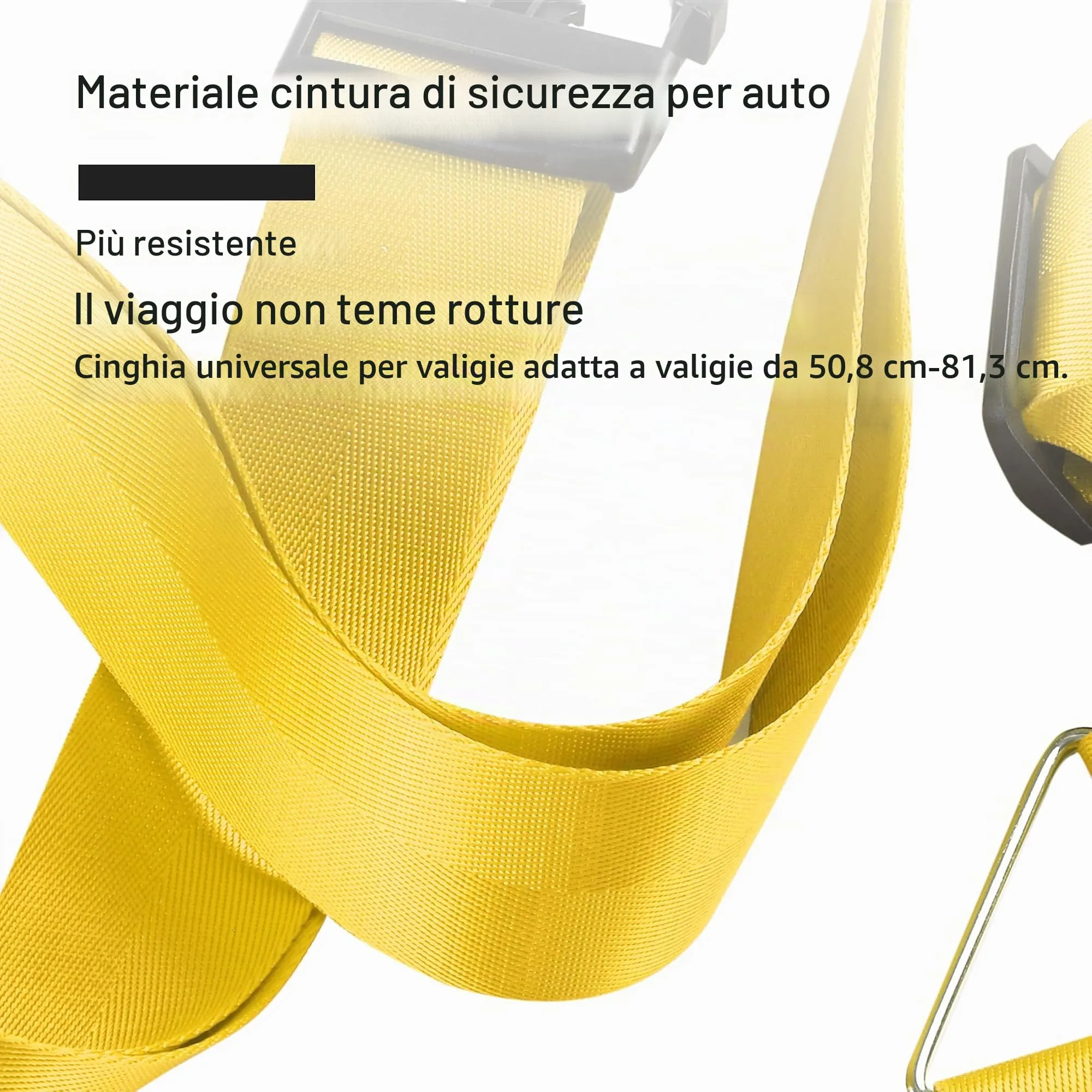 Veki Cinghia per Valigia e Lucchetto TSA, Cinghie Valigie, 2pz Giallo - immagine 6