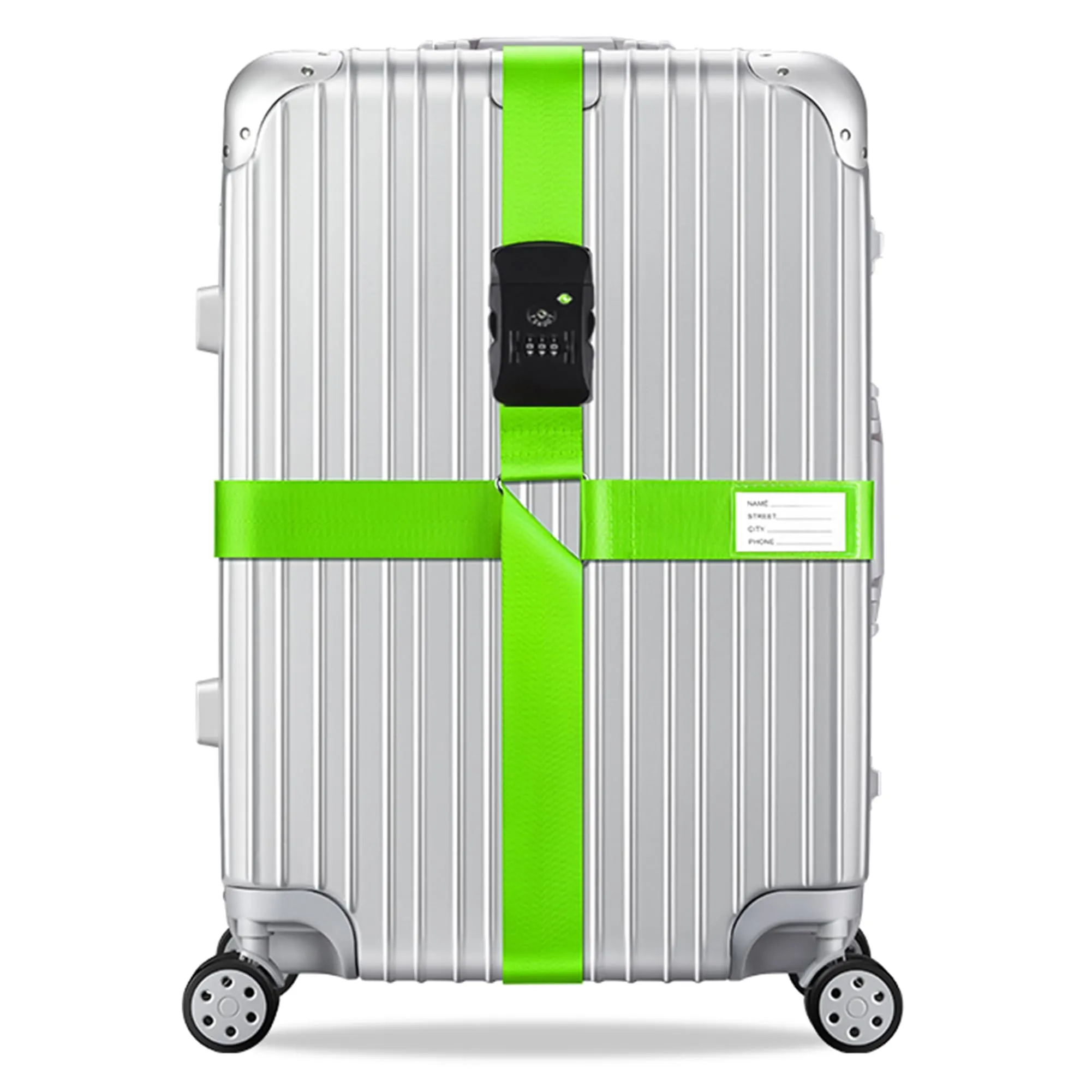 Veki Cinghia per Valigia e Lucchetto TSA, Cinghie Valigie, 2pz Verde - immagine 2