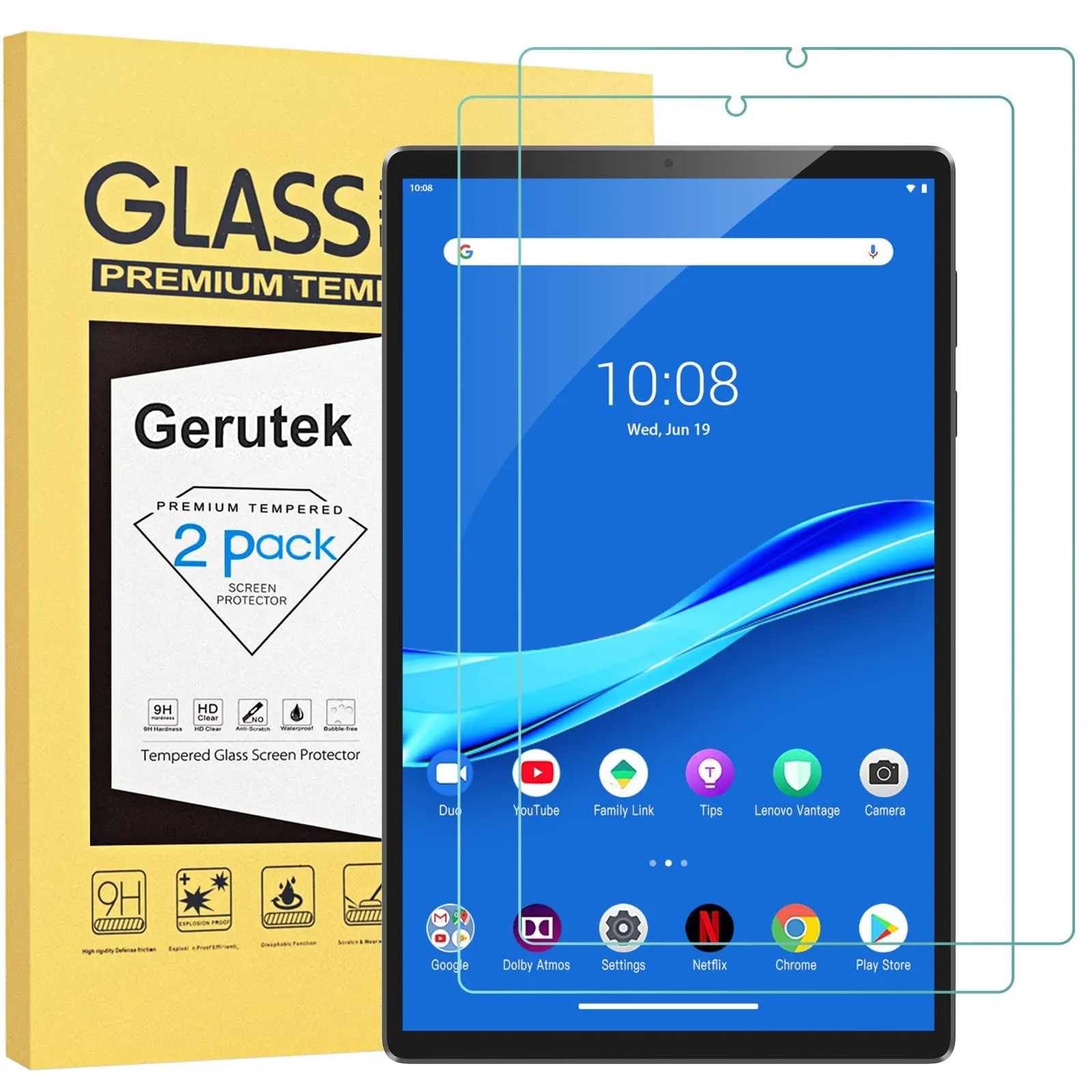 Gerutek 2 Pezzi Pellicola Protettiva per Lenovo Tab M10 Plus 2nd Gen 10,3'' - immagine 1