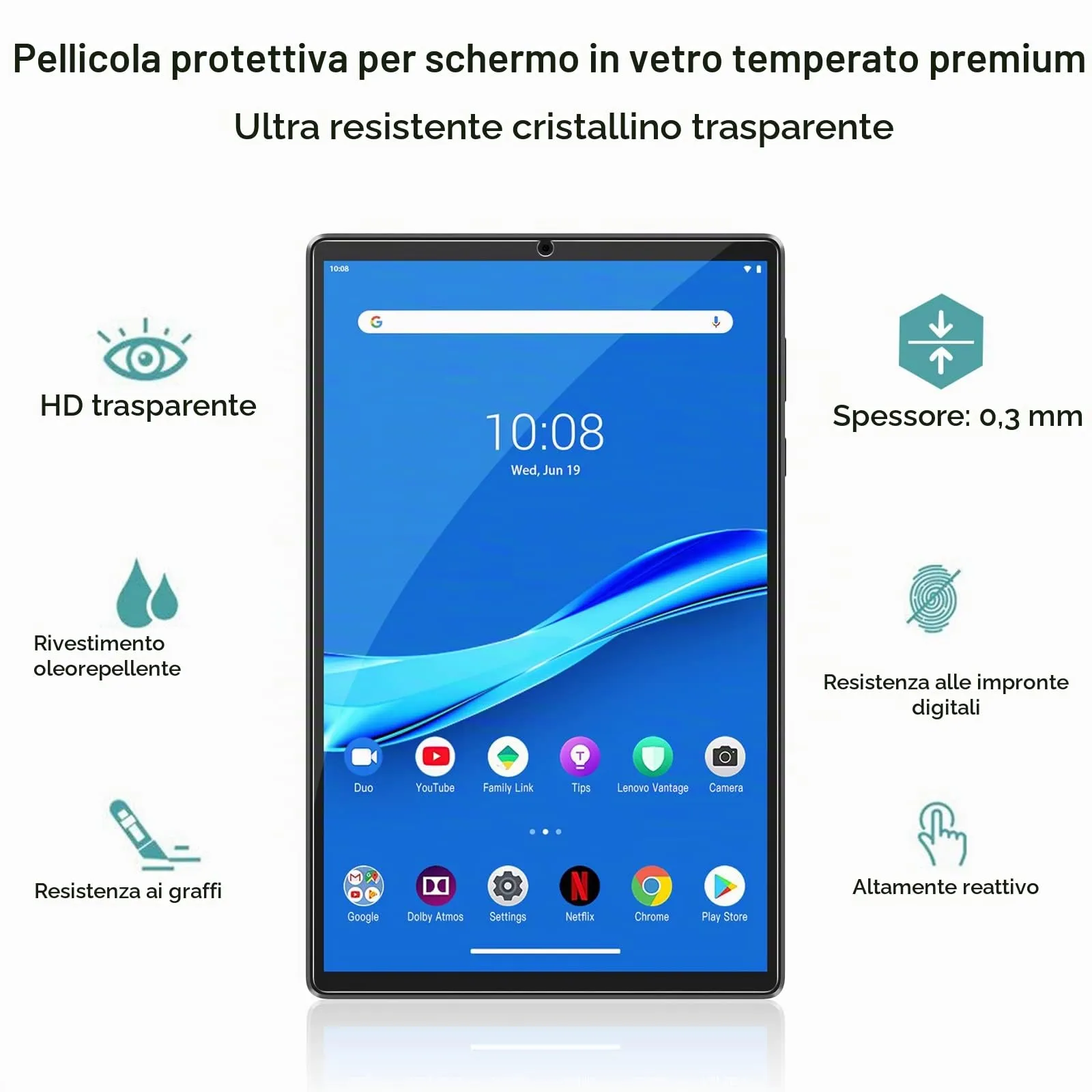 Gerutek 2 Pezzi Pellicola Protettiva per Lenovo Tab M10 Plus 2nd Gen 10,3'' - immagine 3