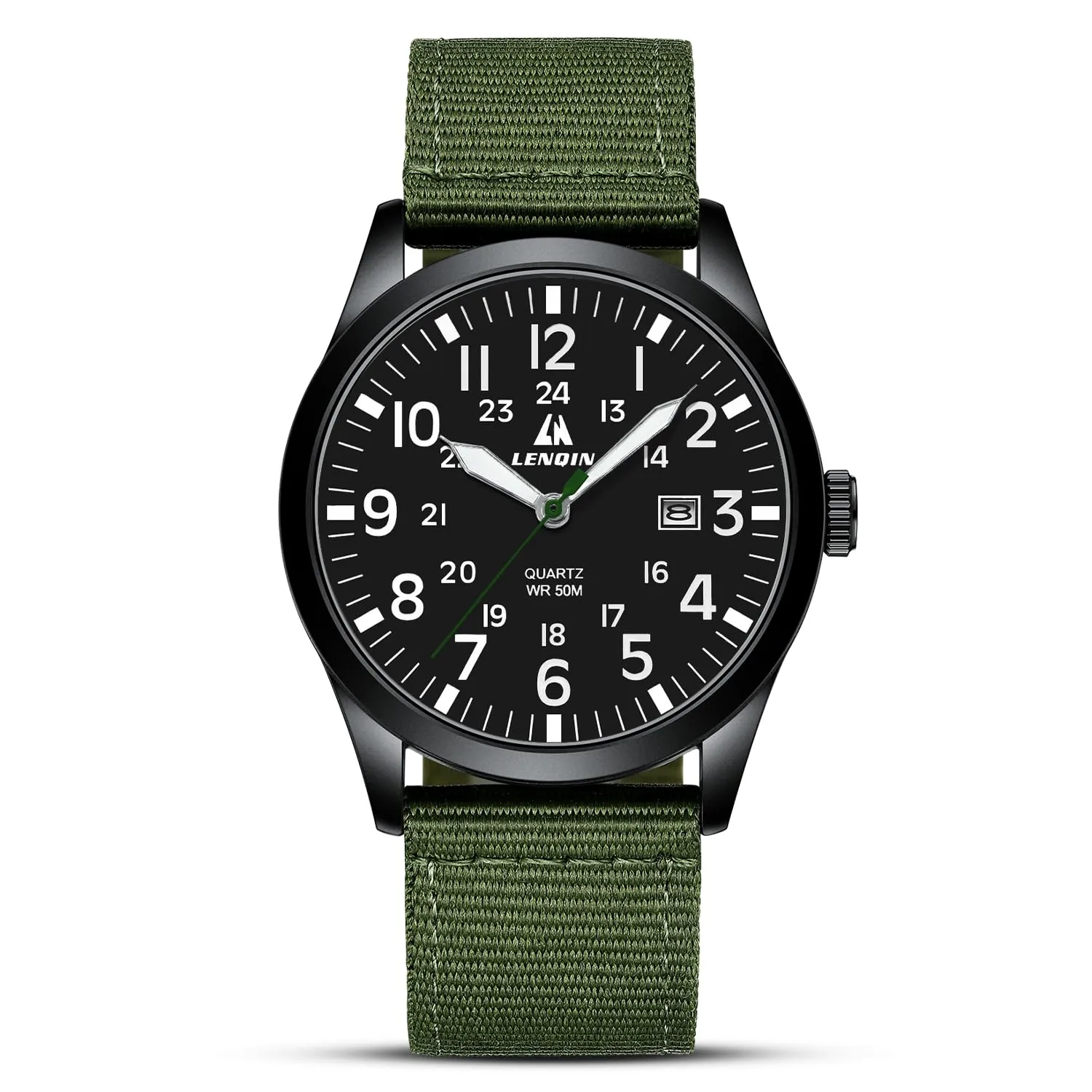 LN LENQIN Orologio Uomo Militare Analogico Quarzo Nylon Datario 3ATM - immagine 1