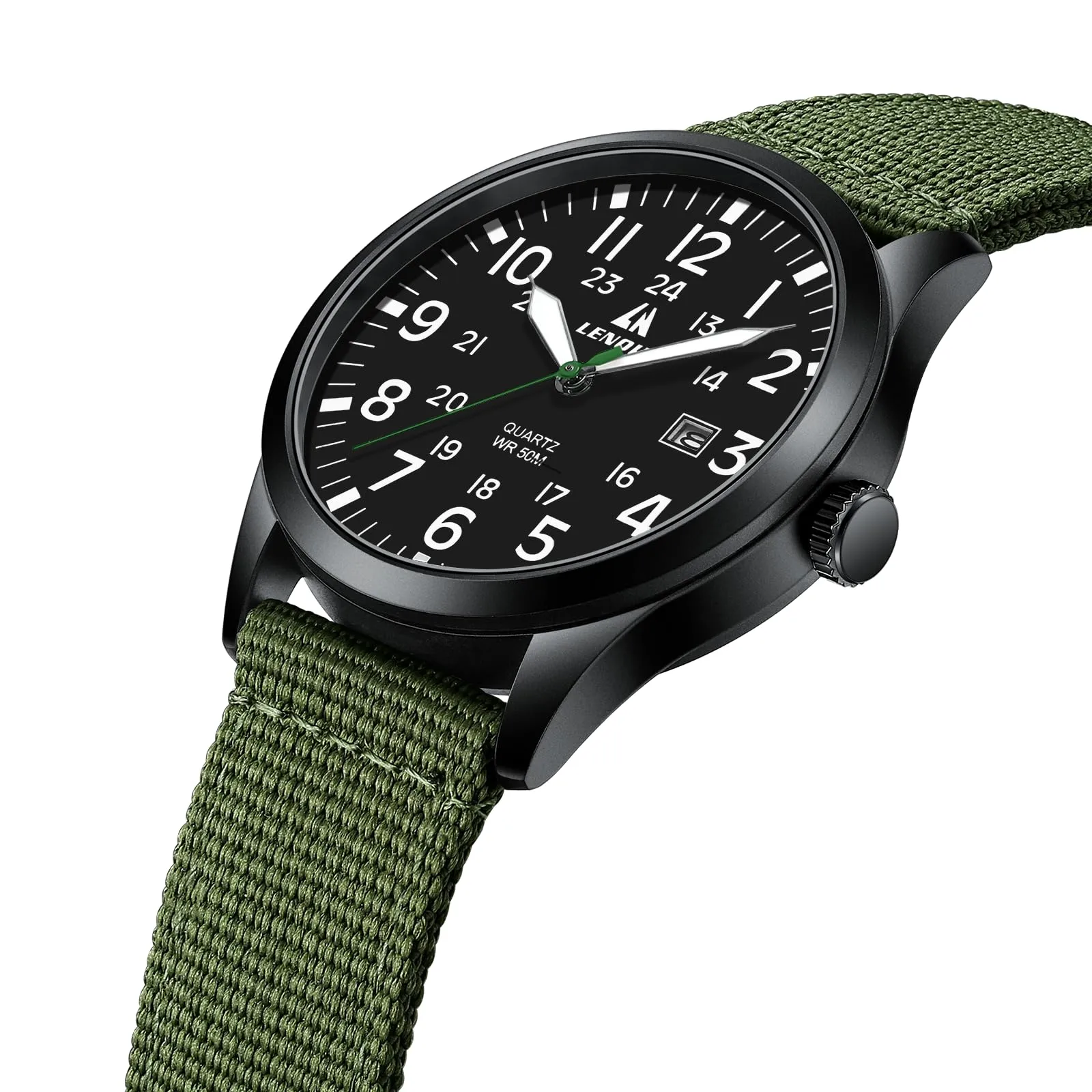 LN LENQIN Orologio Uomo Militare Analogico Quarzo Nylon Datario 3ATM - immagine 3