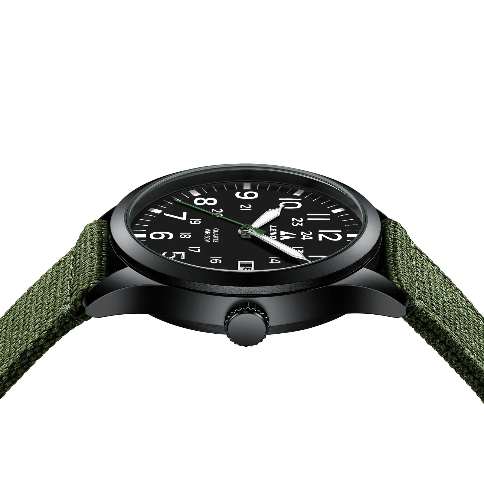 LN LENQIN Orologio Uomo Militare Analogico Quarzo Nylon Datario 3ATM - immagine 8